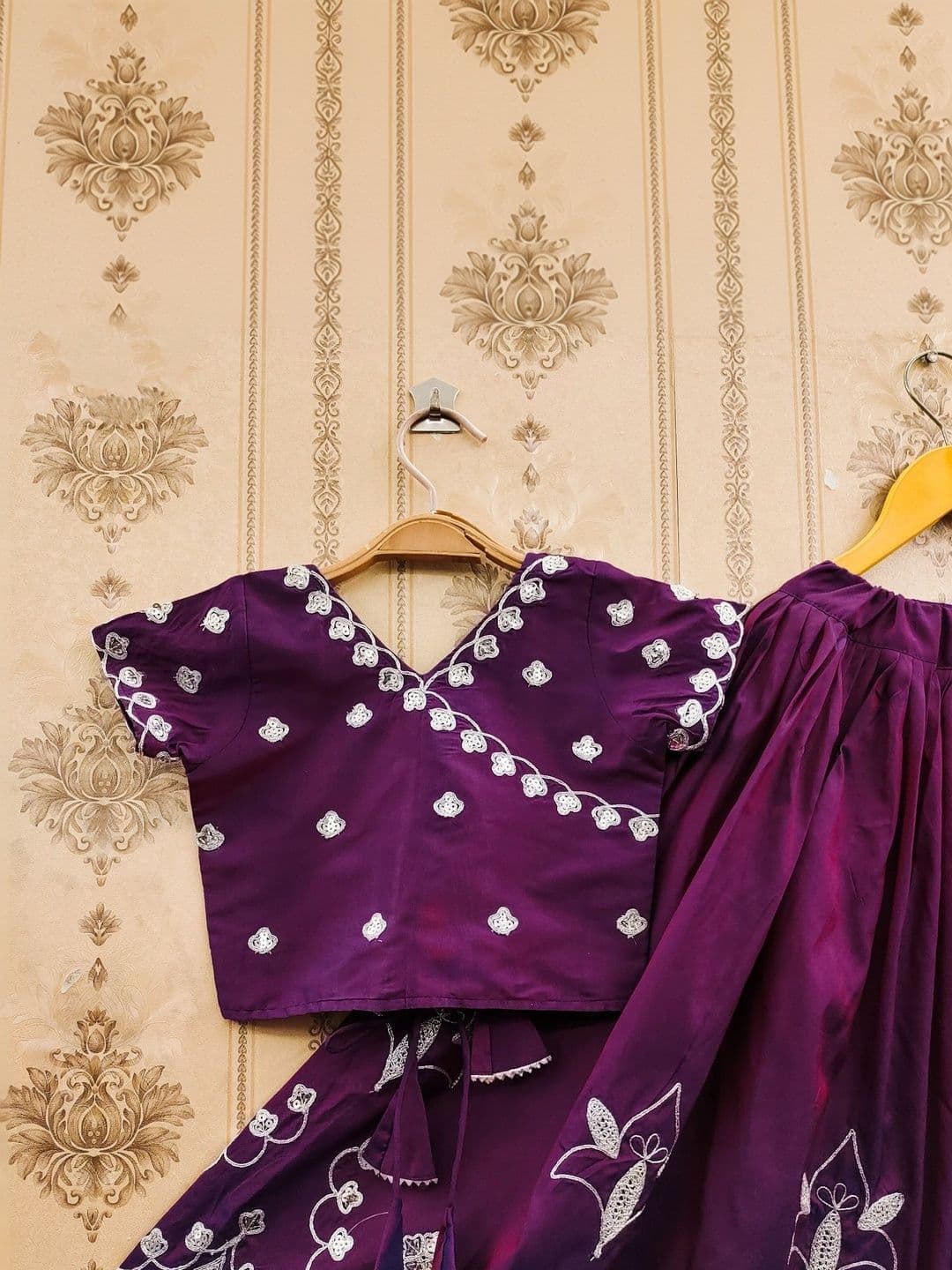 KATRODIYA ENTERPRISE Girls Embroidered Thread Work Semi-Stitched Lehenga & Blouse With Dupatta thumbnail 5