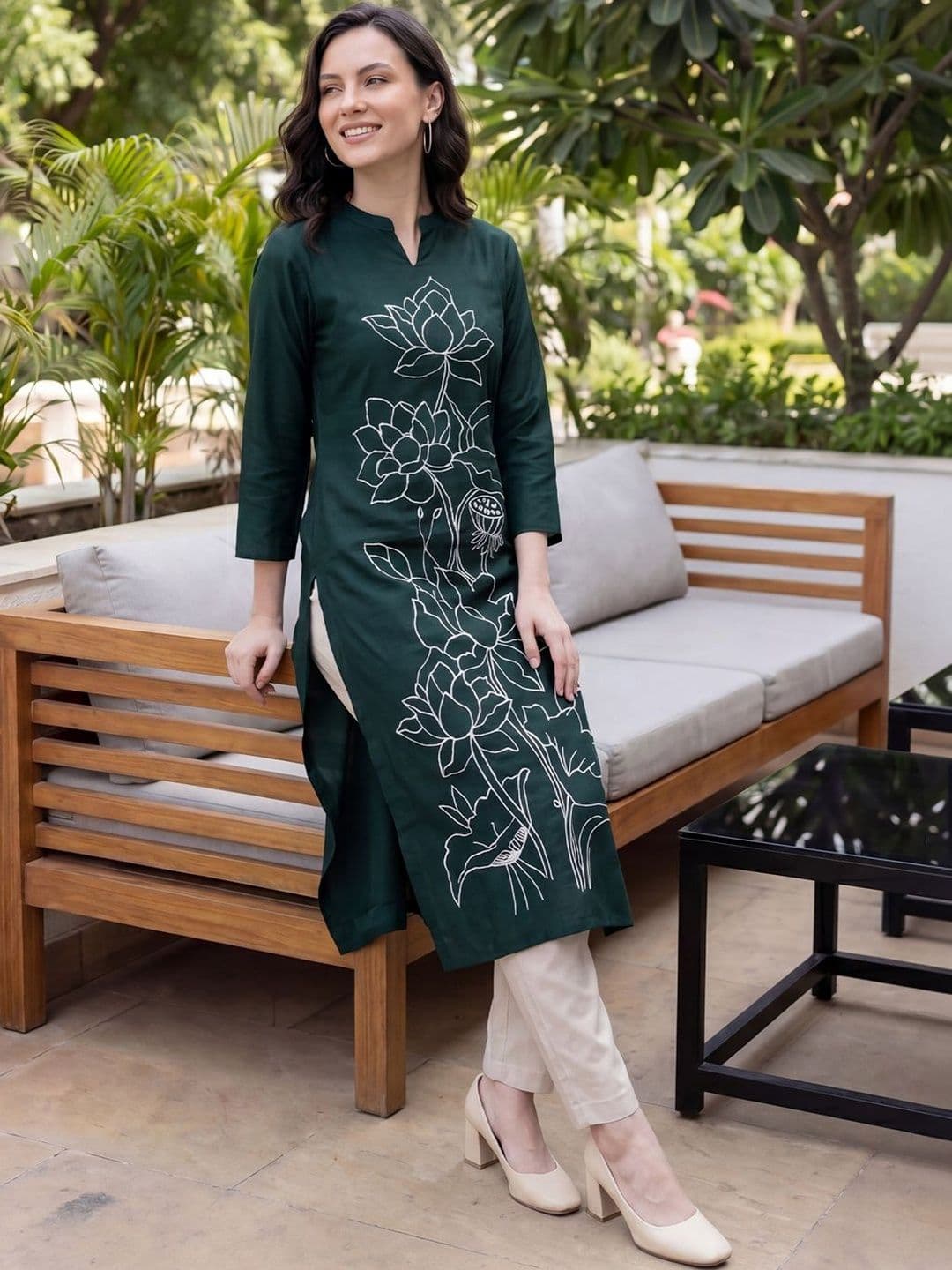 Indo Era Women Floral Embroidered Kurta - view 1