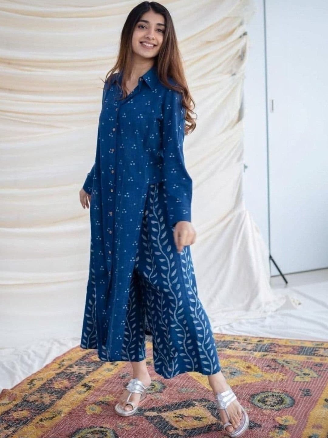 MILAAV Women Ethnic Motifs Printed Regular Pure Cotton Kurta with Trousers thumbnail 6