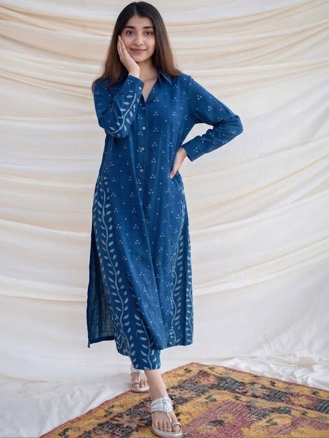 MILAAV Women Ethnic Motifs Printed Regular Pure Cotton Kurta with Trousers - view 1