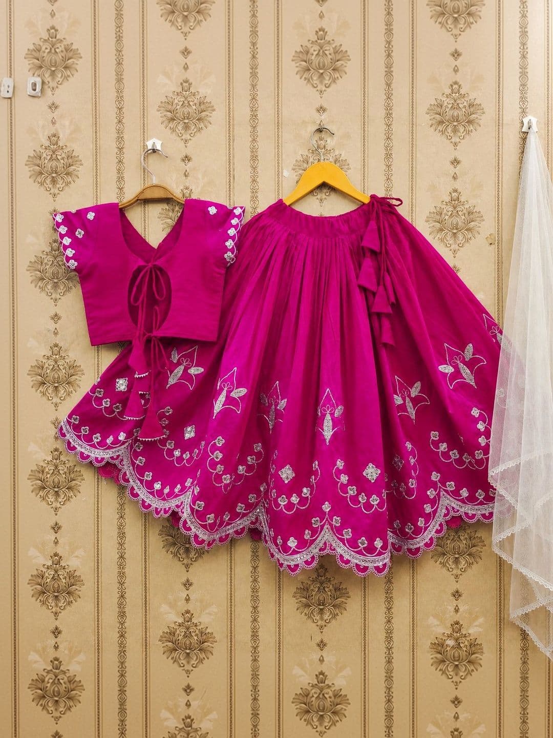 KATRODIYA ENTERPRISE Girls Embroidered Thread Work Ready to Wear Lehenga & Blouse With Dupatta thumbnail 2