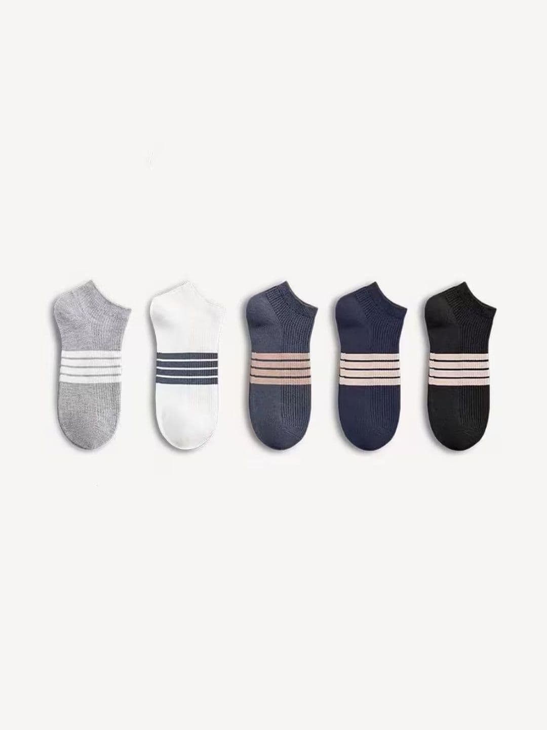 BEAR&BEYOND Men Pack of 5 Cotton Striped Shoe Liners Socks thumbnail 7