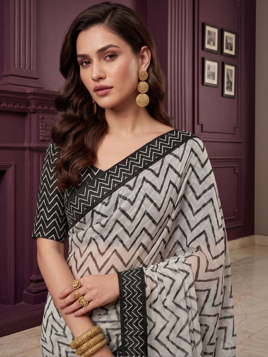 Dhaaga Ghar Pure Chiffon Saree thumbnail 5