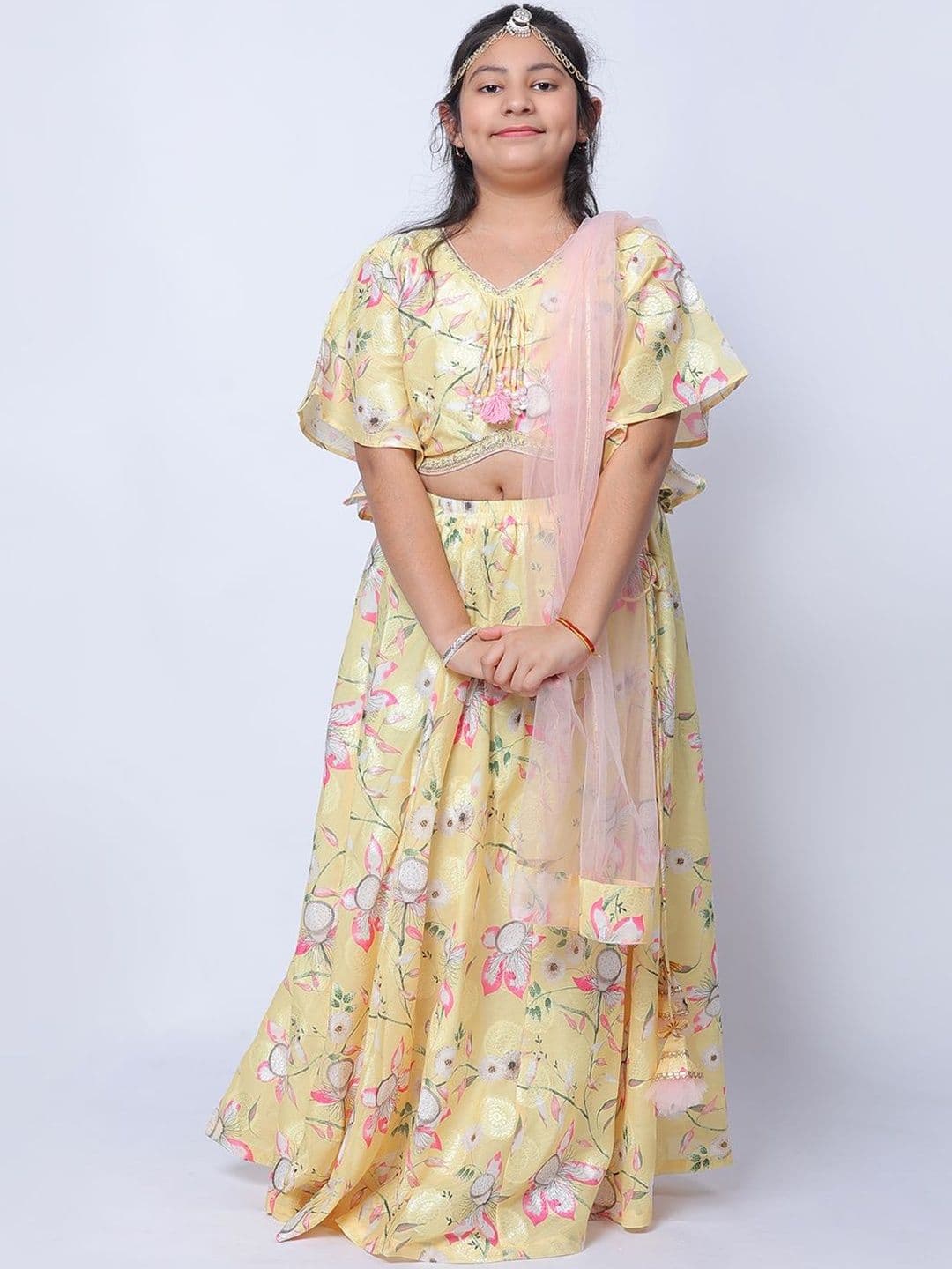 Chanda Mama Girls Sequinned Ready to Wear Lehenga & Blouse With Dupatta - view 1