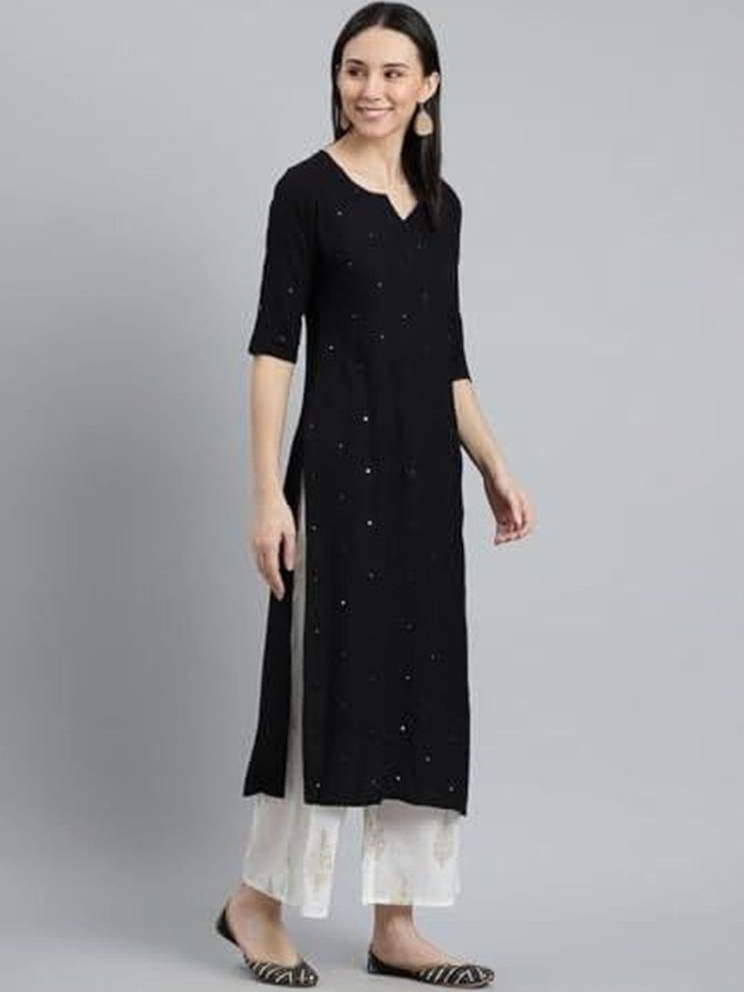 ANGIYA Embellished V-Neck Kurti thumbnail 2
