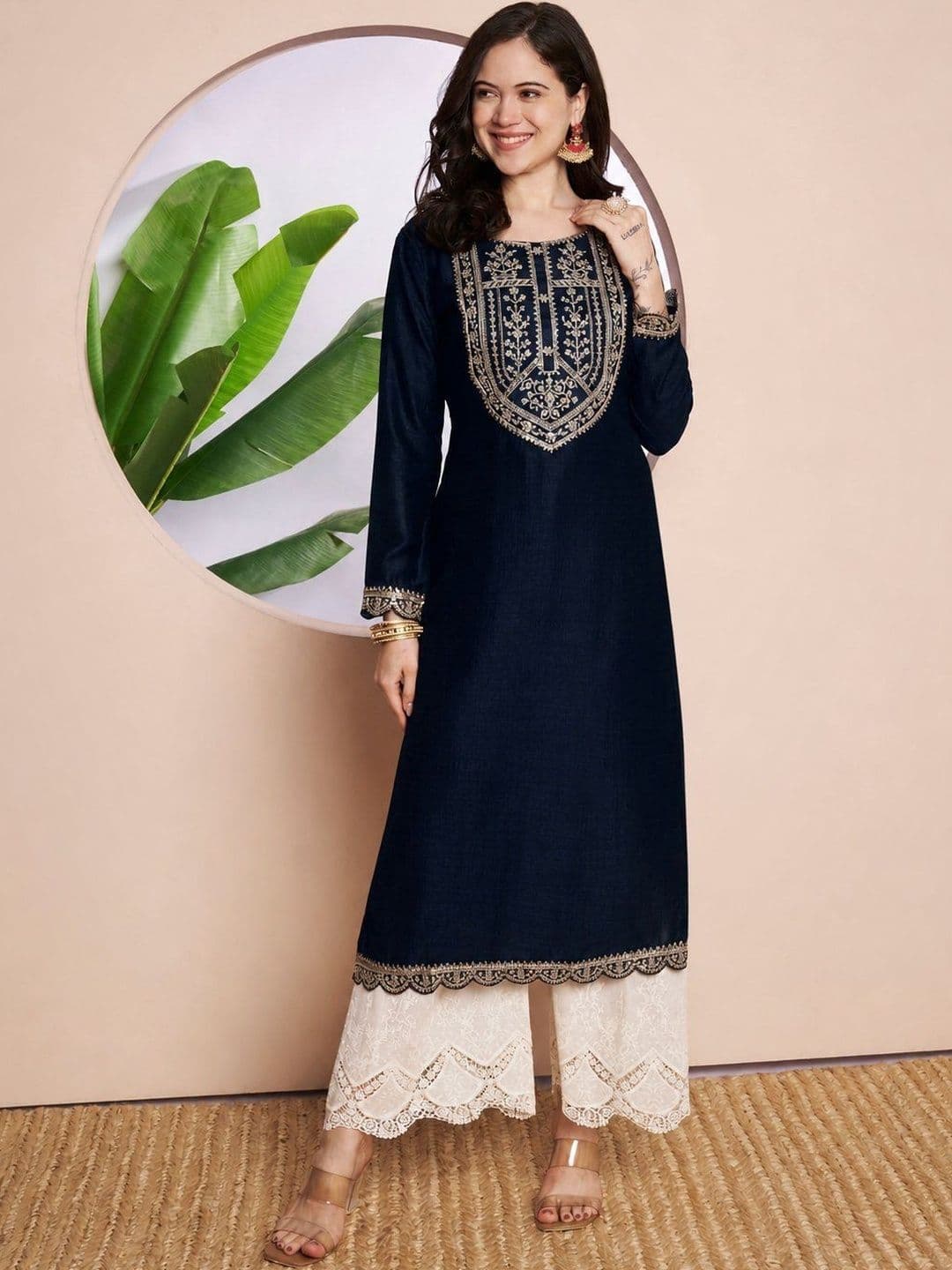 rarethread Women Ethnic Motifs Embroidered Thread Work Kurta thumbnail 2