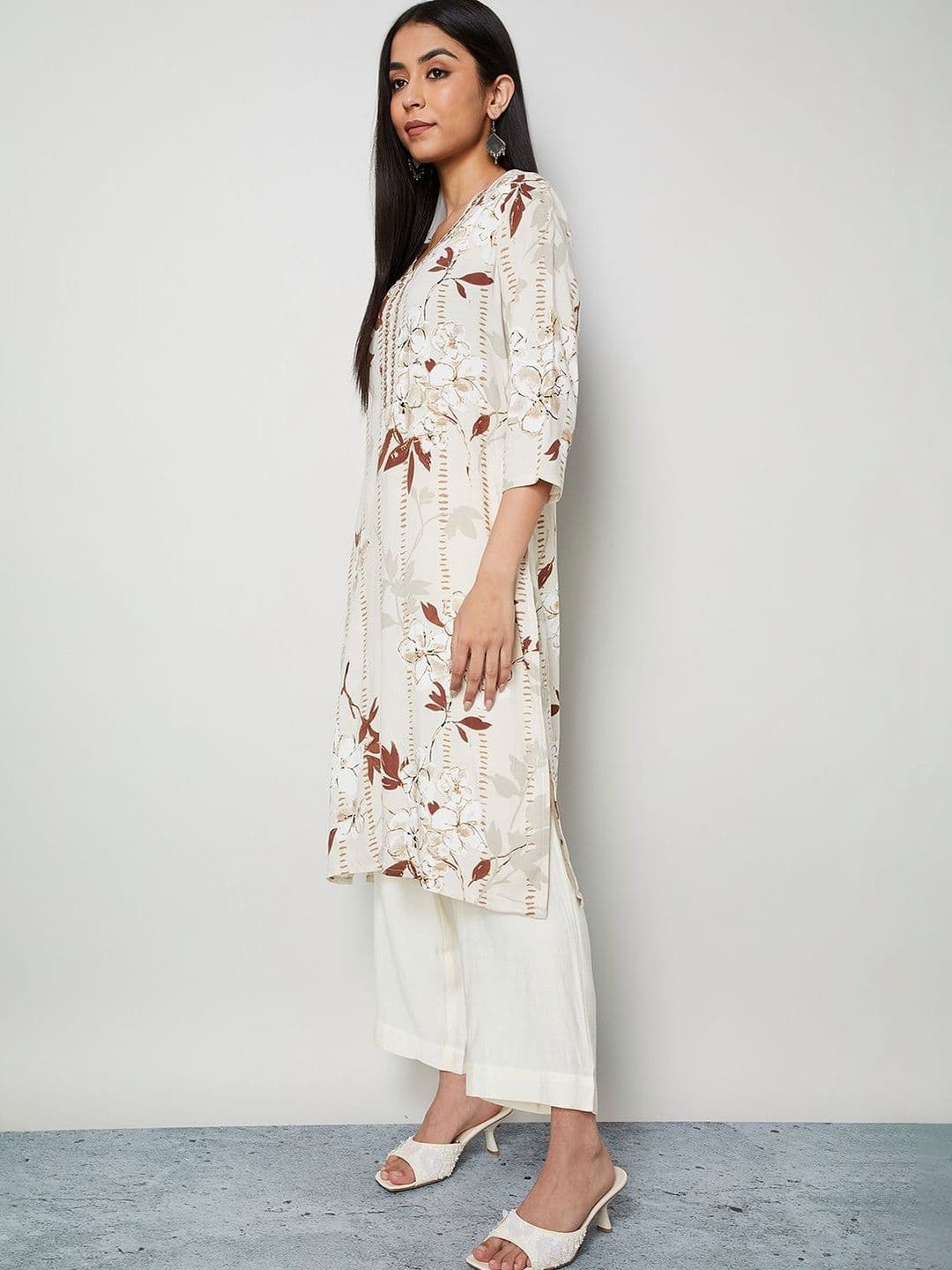 Melange by Lifestyle Women Floral Printed Thread Work Kurta thumbnail 7