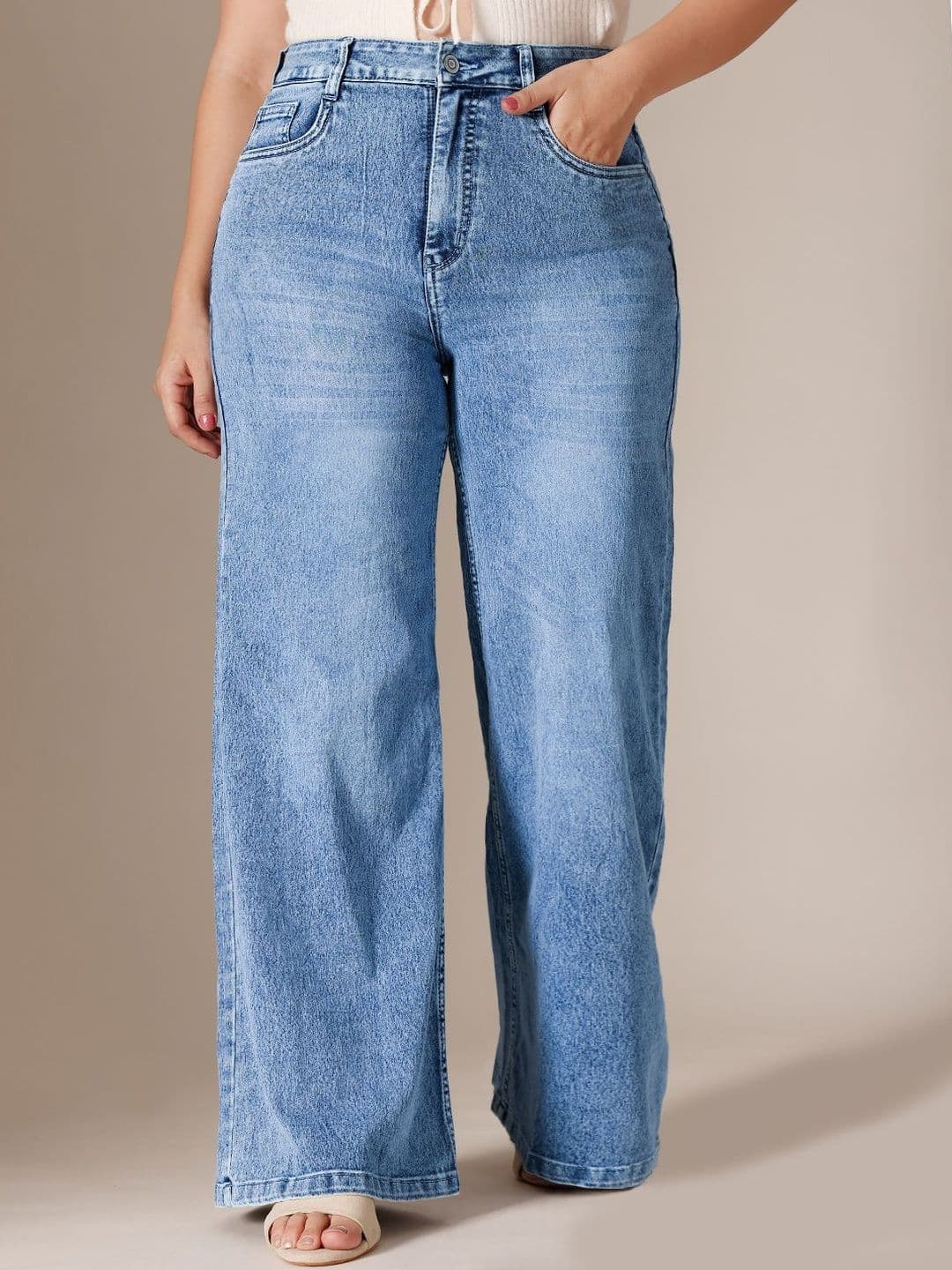 Miss Chase A+ Plus Size Women Wide-Leg High Rise Regular Length Stretchable Denim Jeans thumbnail 2