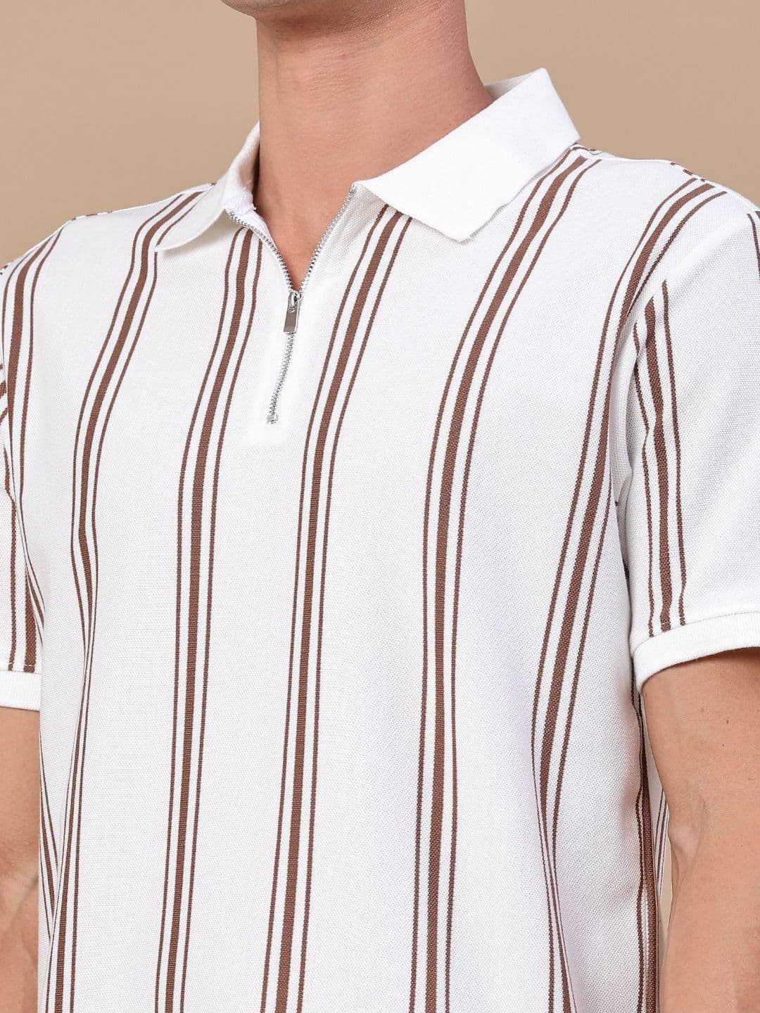 LIMEROAD Men Striped Polo Collar T-shirt thumbnail 3