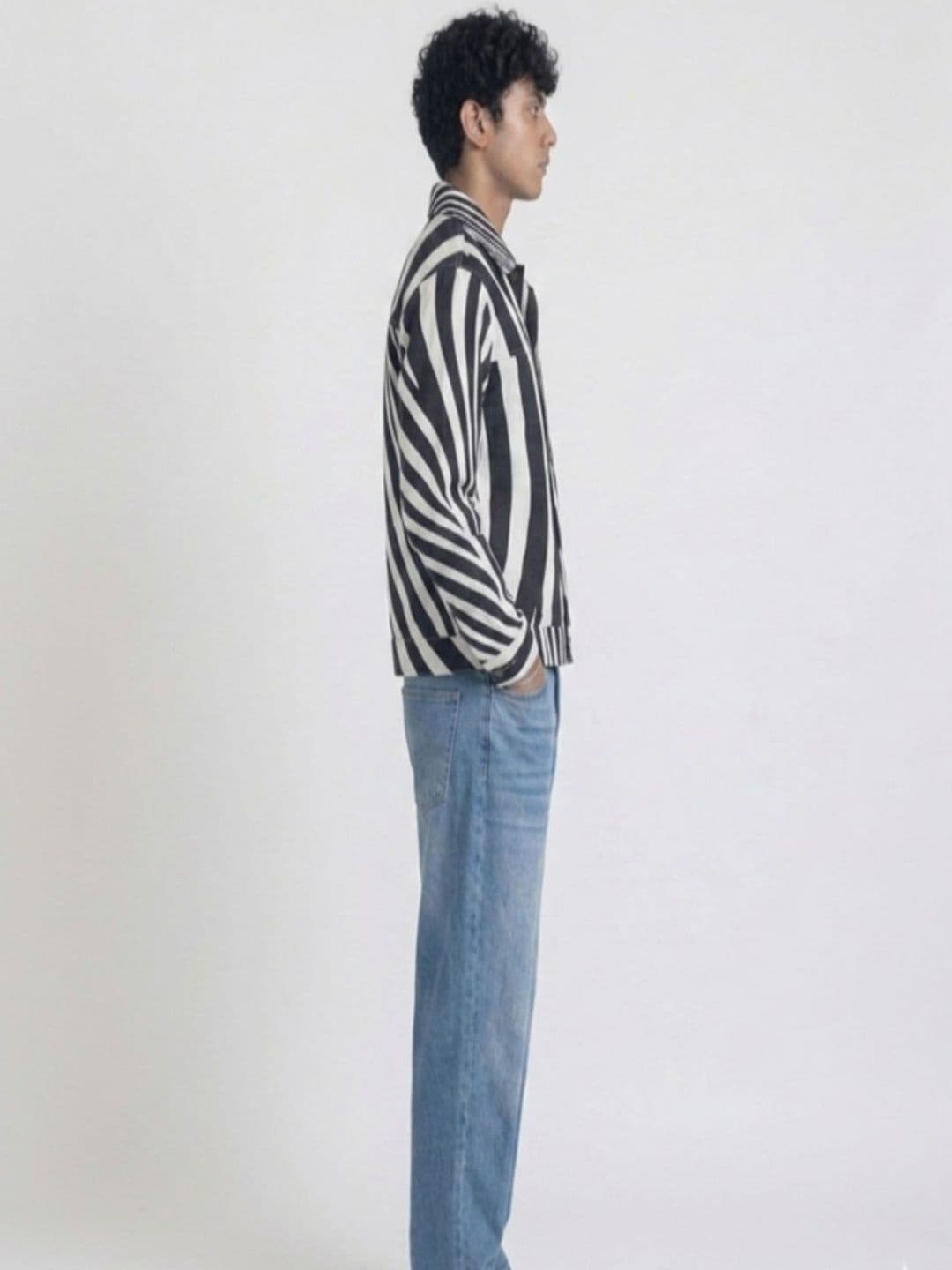House of Riha Men Striped Bomber Jacket thumbnail 3