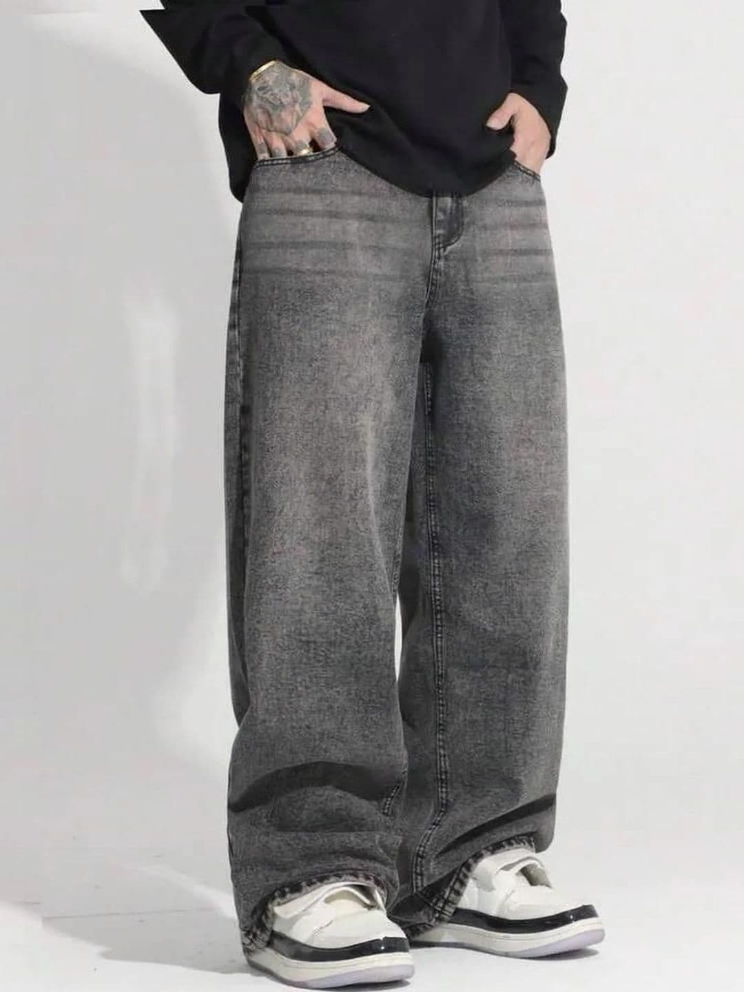 ZYVRA Men Wide Leg Low-Rise Dark Shade Jeans thumbnail 3