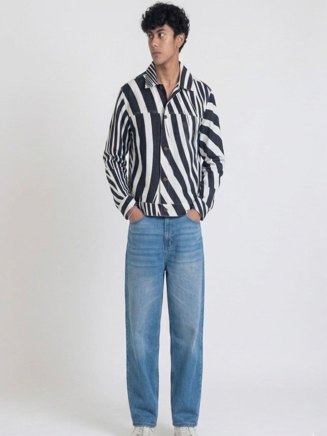 House of Riha Men Striped Bomber Jacket - view 1