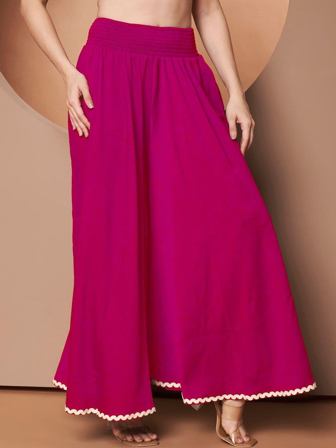 ZWERLON Women Hem Design Flared Ethnic Palazzos thumbnail 5