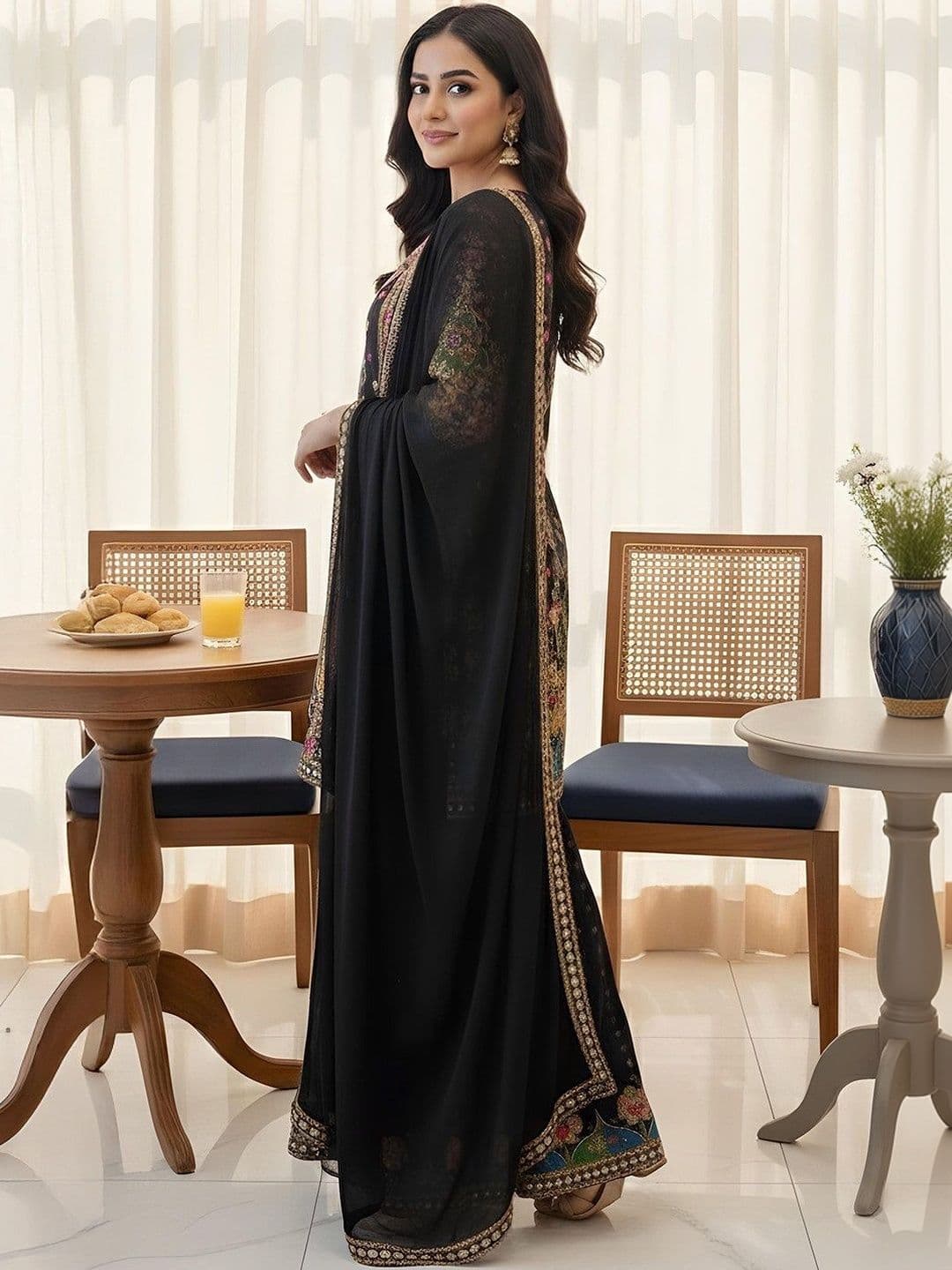 kiyooclothing Women Ethnic Motifs Printed Regular Mirror Work Kurta with Sharara & With Dupatta thumbnail 3