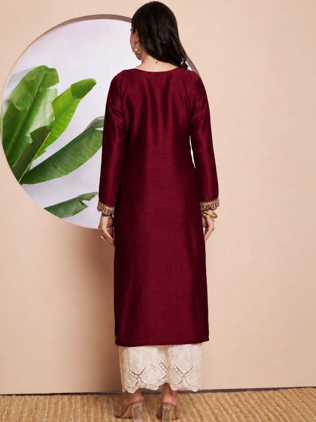 rarethread Women Ethnic Motifs Embroidered Thread Work Kurta thumbnail 7