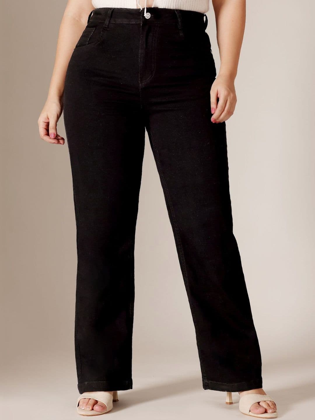 Miss Chase A+ Plus Size Women Straight High Rise Stretchable Denim Jeans thumbnail 2