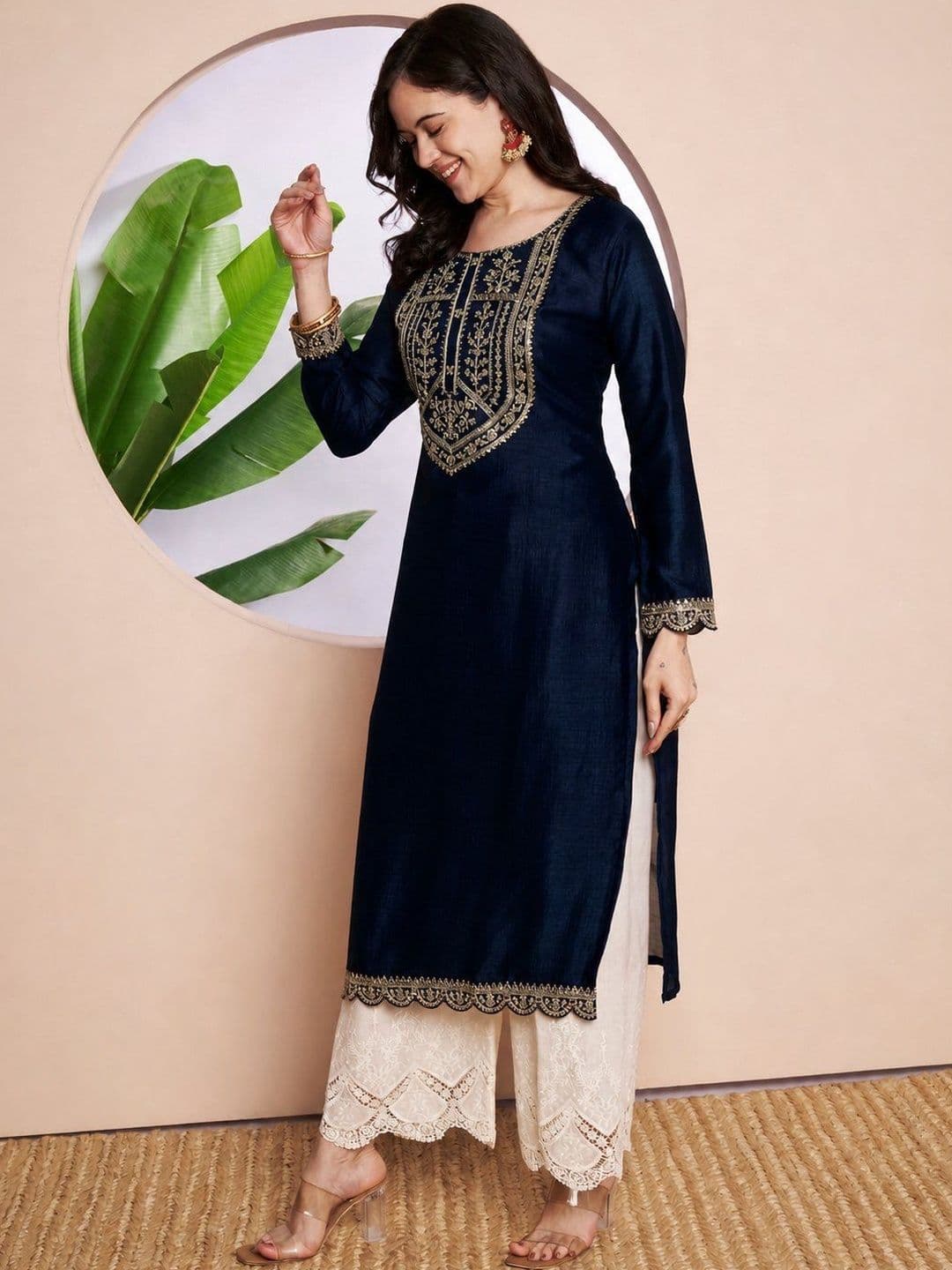rarethread Women Ethnic Motifs Embroidered Thread Work Kurta thumbnail 6