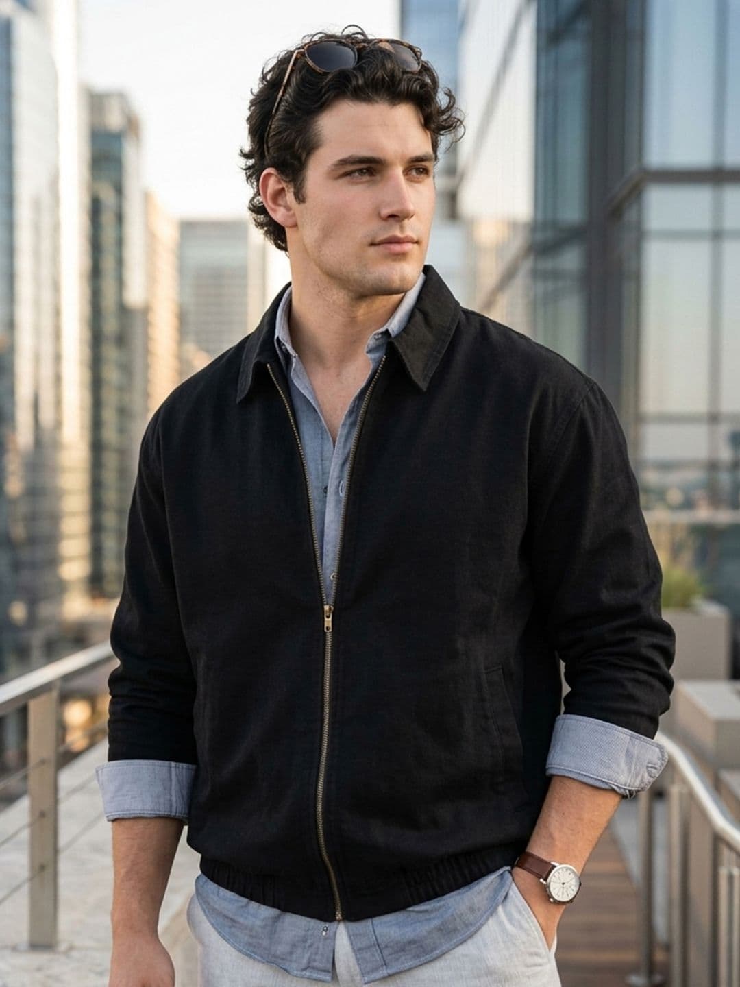 Urbano Fashion Men Spread Collar Solid Denim Jacket - view 1