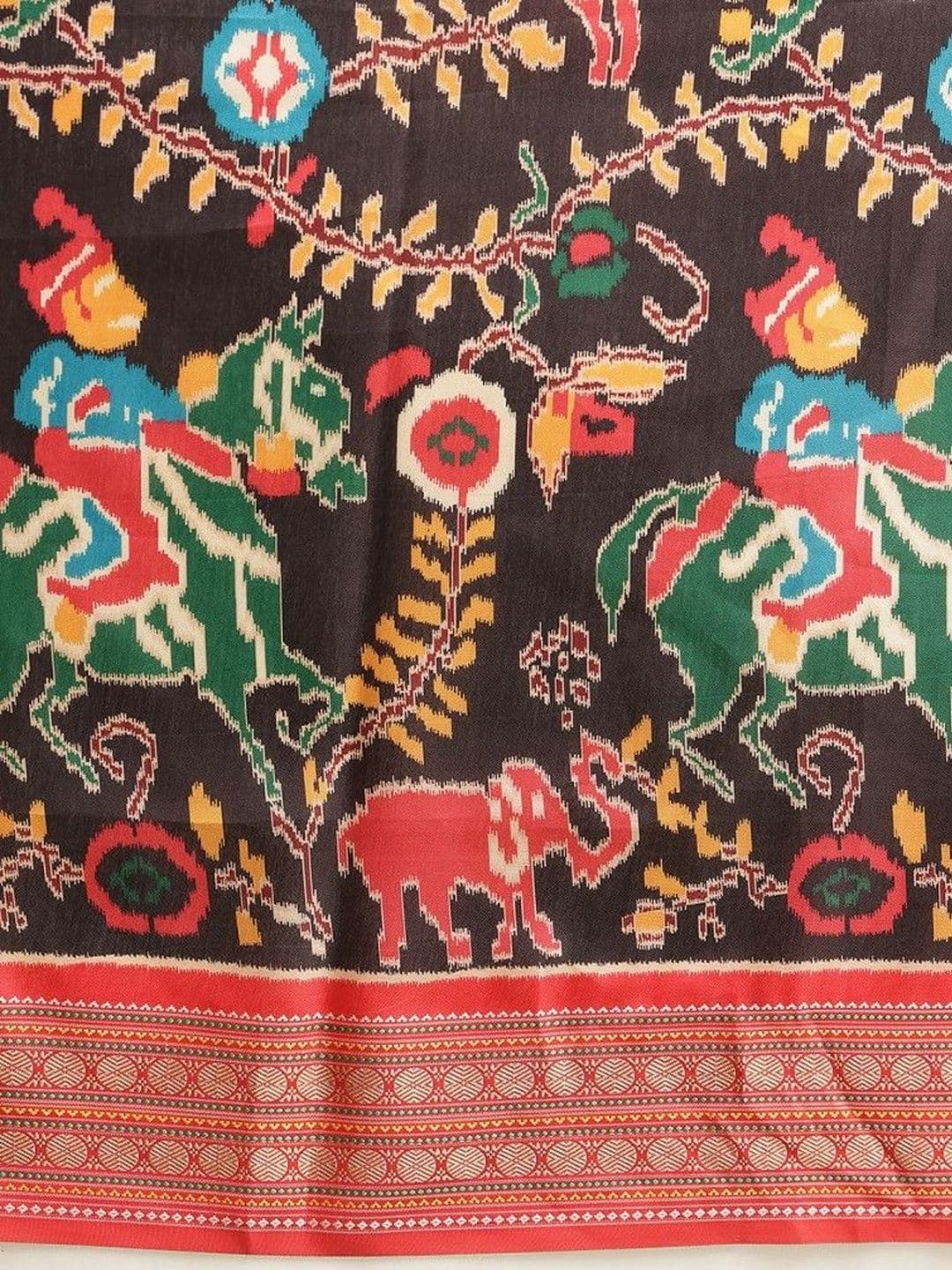 Silk Land Kalamkari Phulkari Jute Silk Fusion Patola Saree thumbnail 6