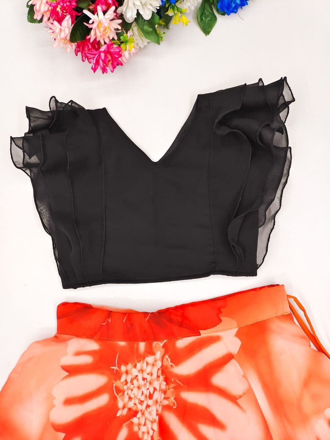 KALINI Girls Tie and Dye Ready to Wear Lehenga & thumbnail 2