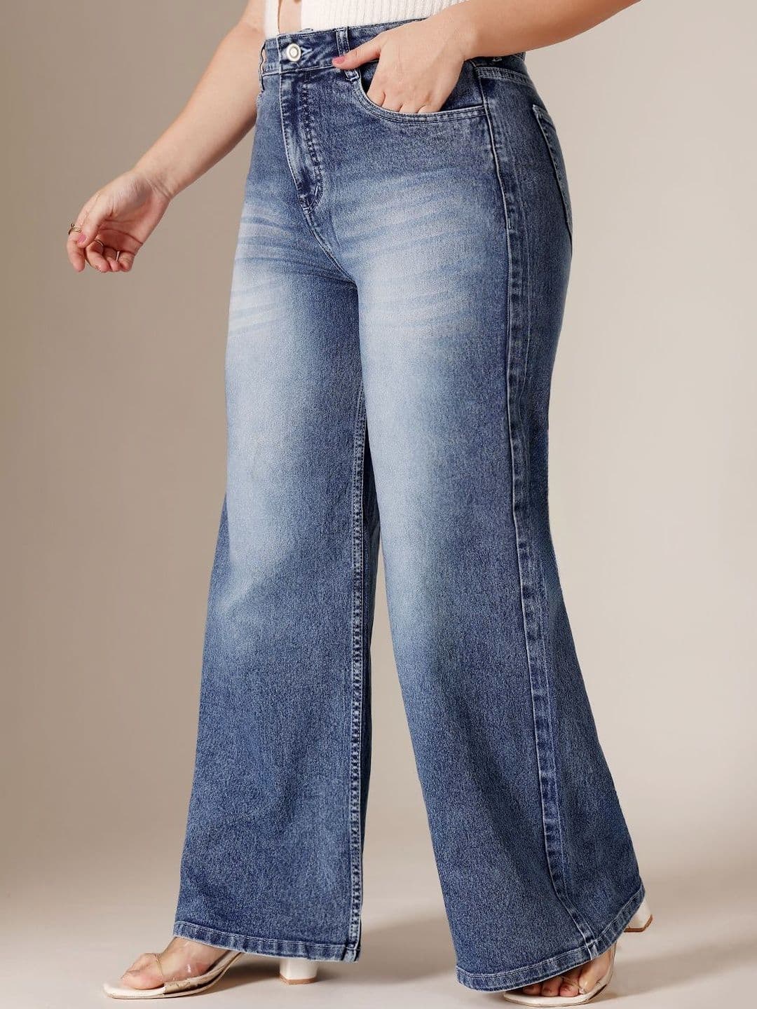 Miss Chase A+ Plus Size Women Wide-Leg High-Rise Stretchable Denim Jeans - view 1