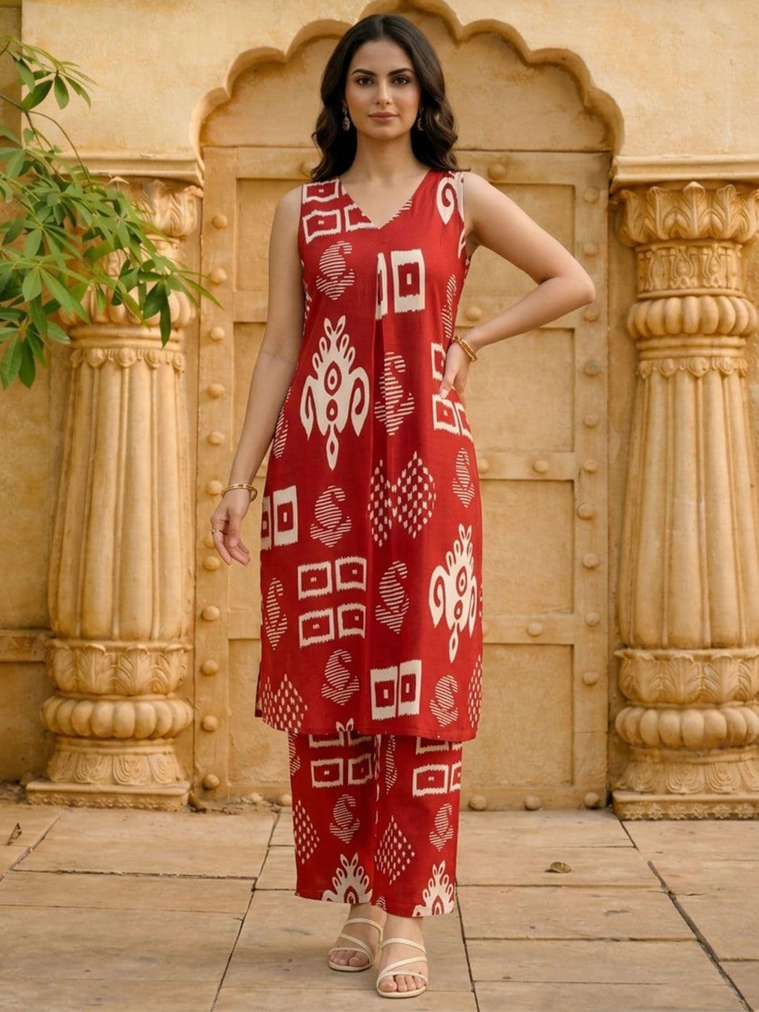 AANVI Bohemian Cotton Printed Tunic with Trousers - view 1
