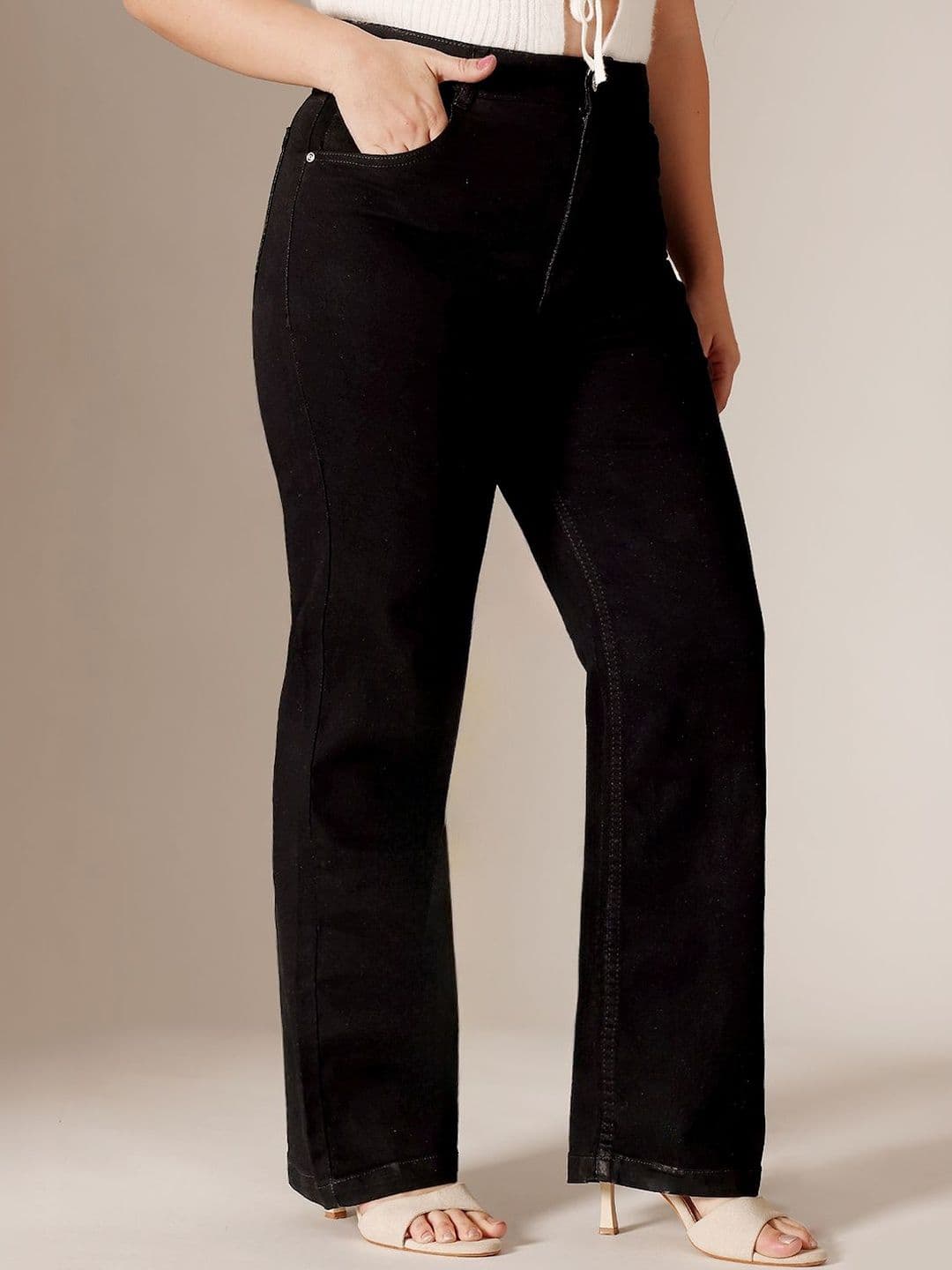 Miss Chase A+ Plus Size Women Straight High Rise Stretchable Denim Jeans thumbnail 4