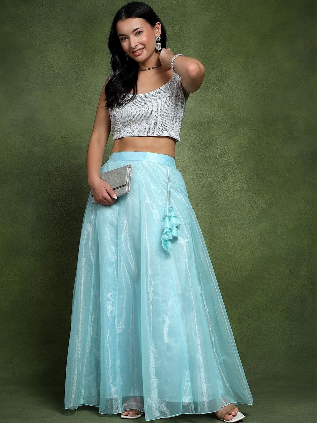 Frolic Rolic Women Net Tiered Maxi Flared Skirt thumbnail 2