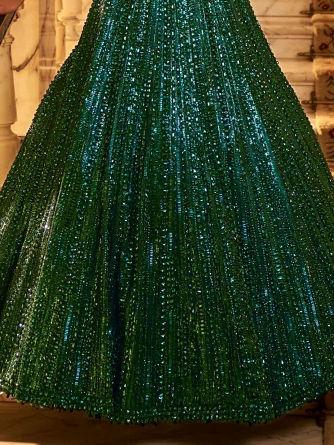 Trendmalls Embellished Sequinned Semi-Stitched Lehenga & Blouse With Dupatta thumbnail 2