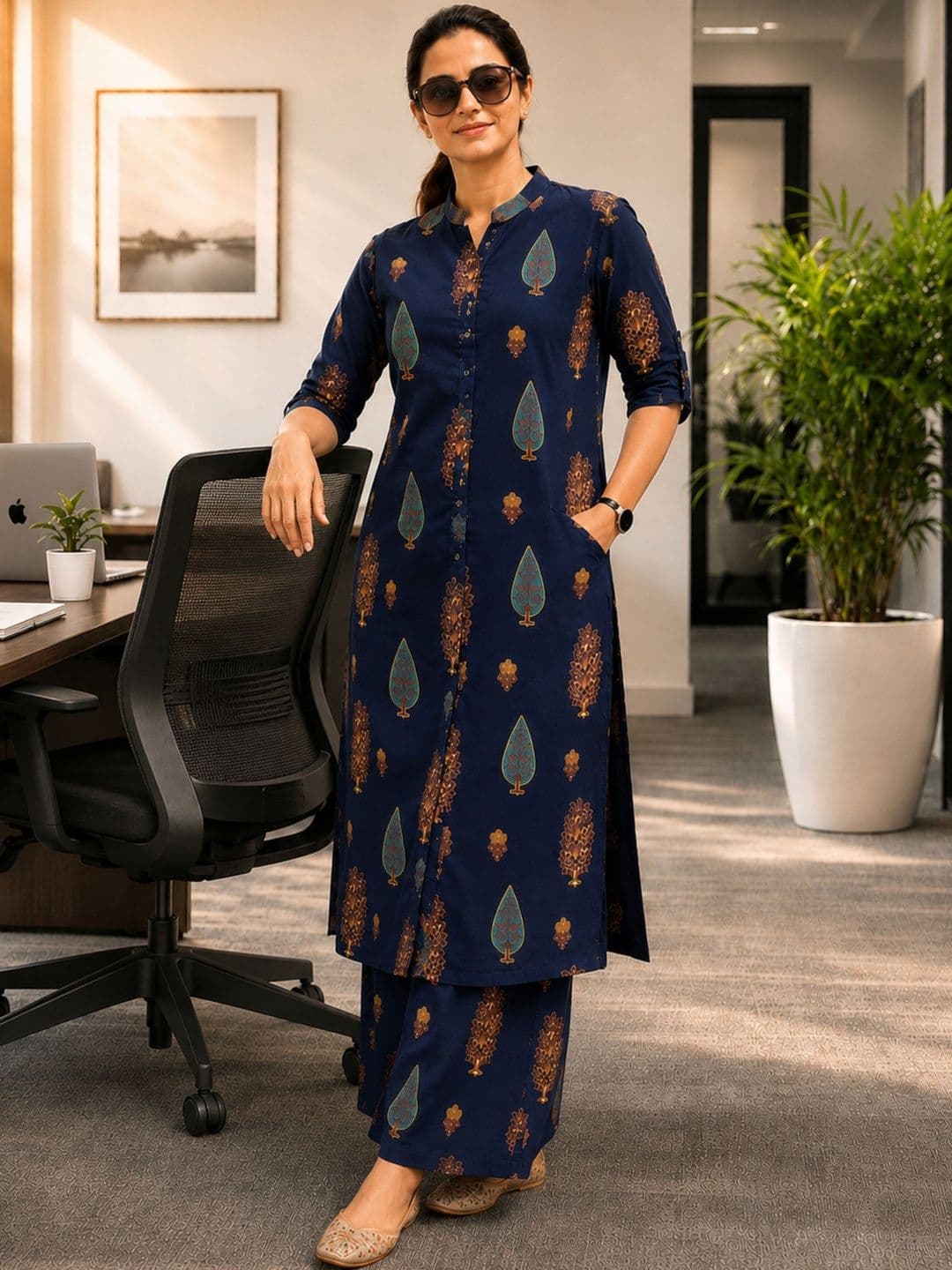 Klere Women Ethnic Motifs Printed Regular Kurta with Palazzos thumbnail 4