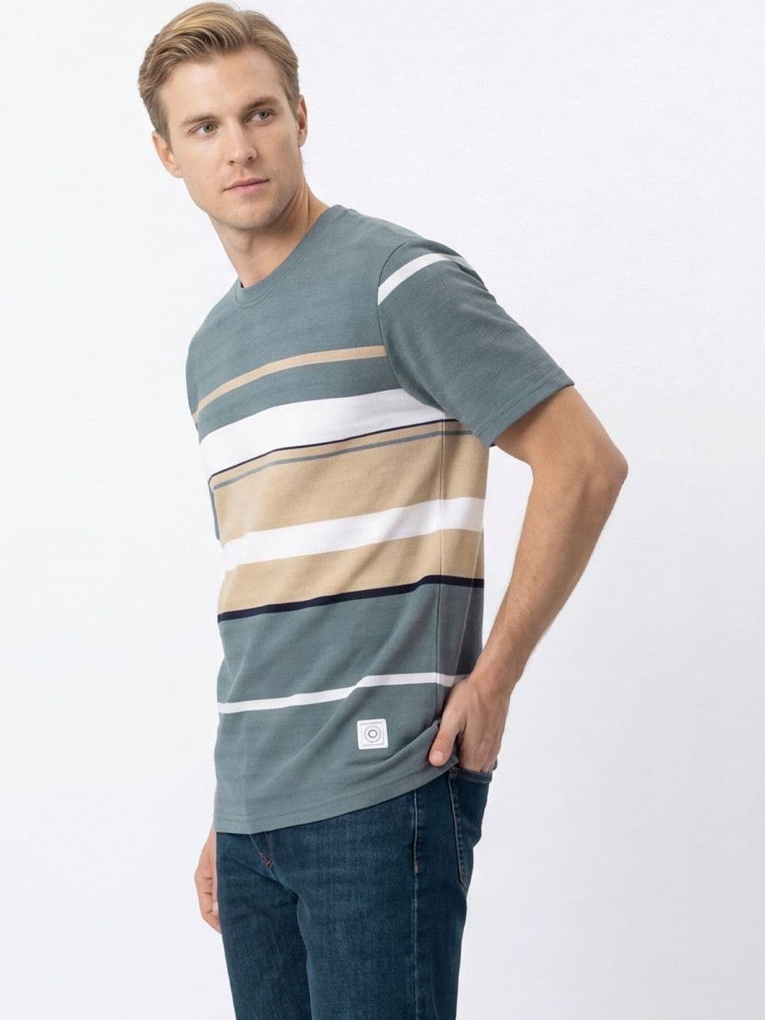 Roadster Mens Striped Crew Neck Tshirts thumbnail 2