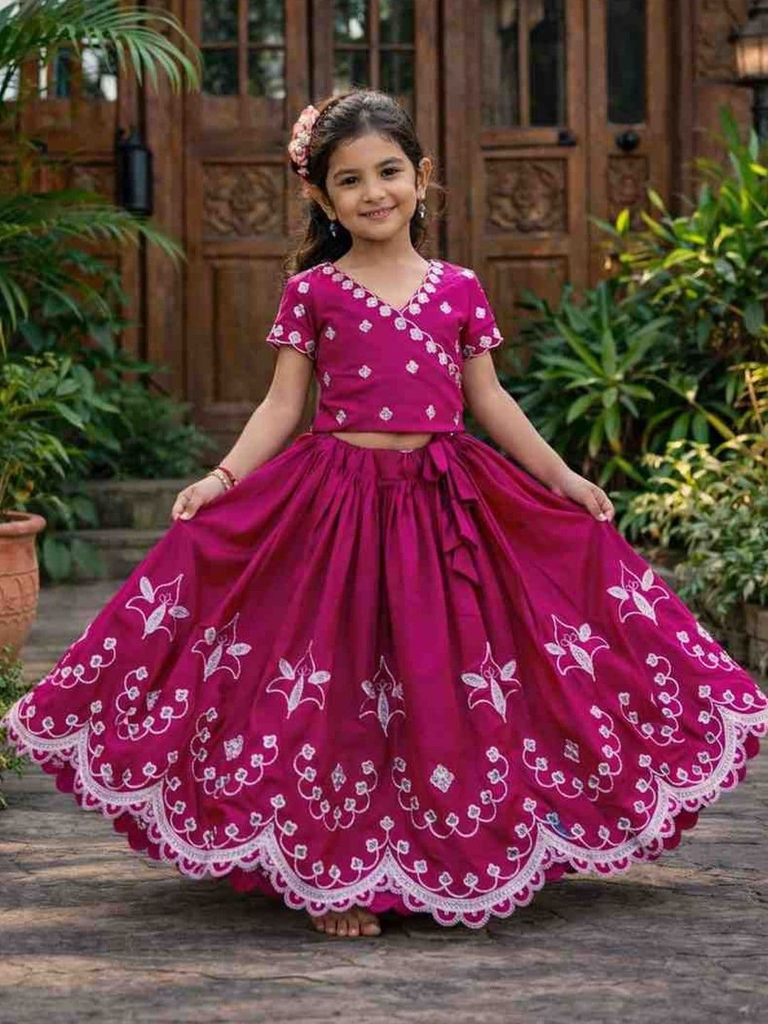KALINI Girls Embroidered Tie and Dye Ready to Wear Lehenga & - view 1
