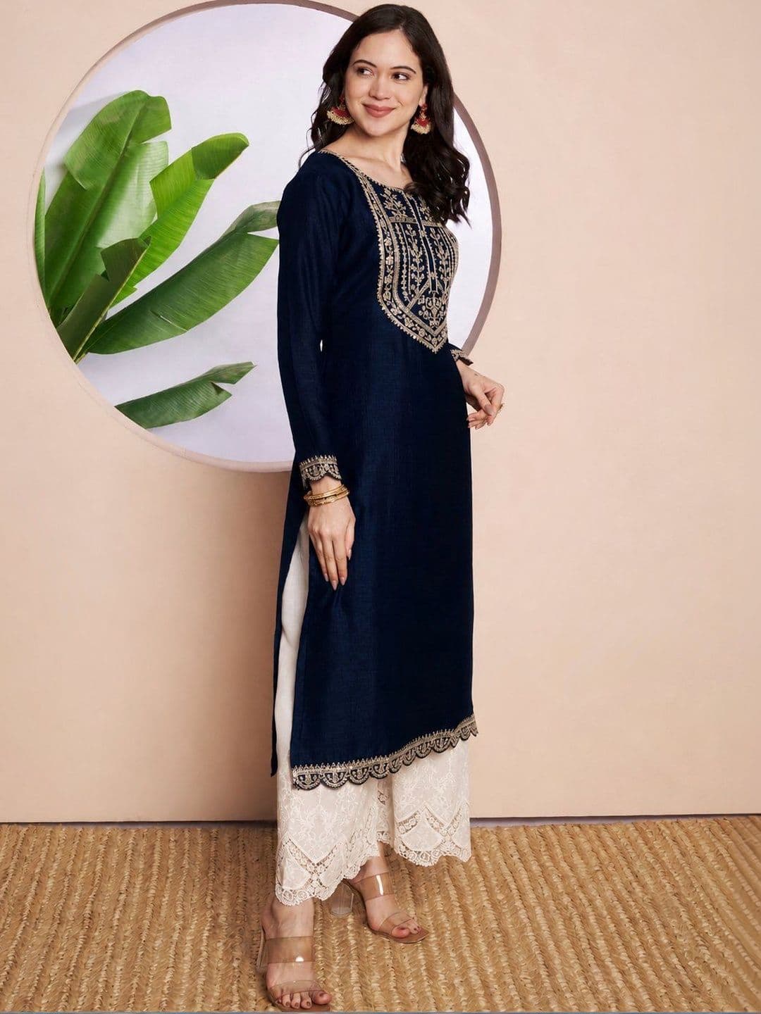 rarethread Women Ethnic Motifs Embroidered Thread Work Kurta thumbnail 4