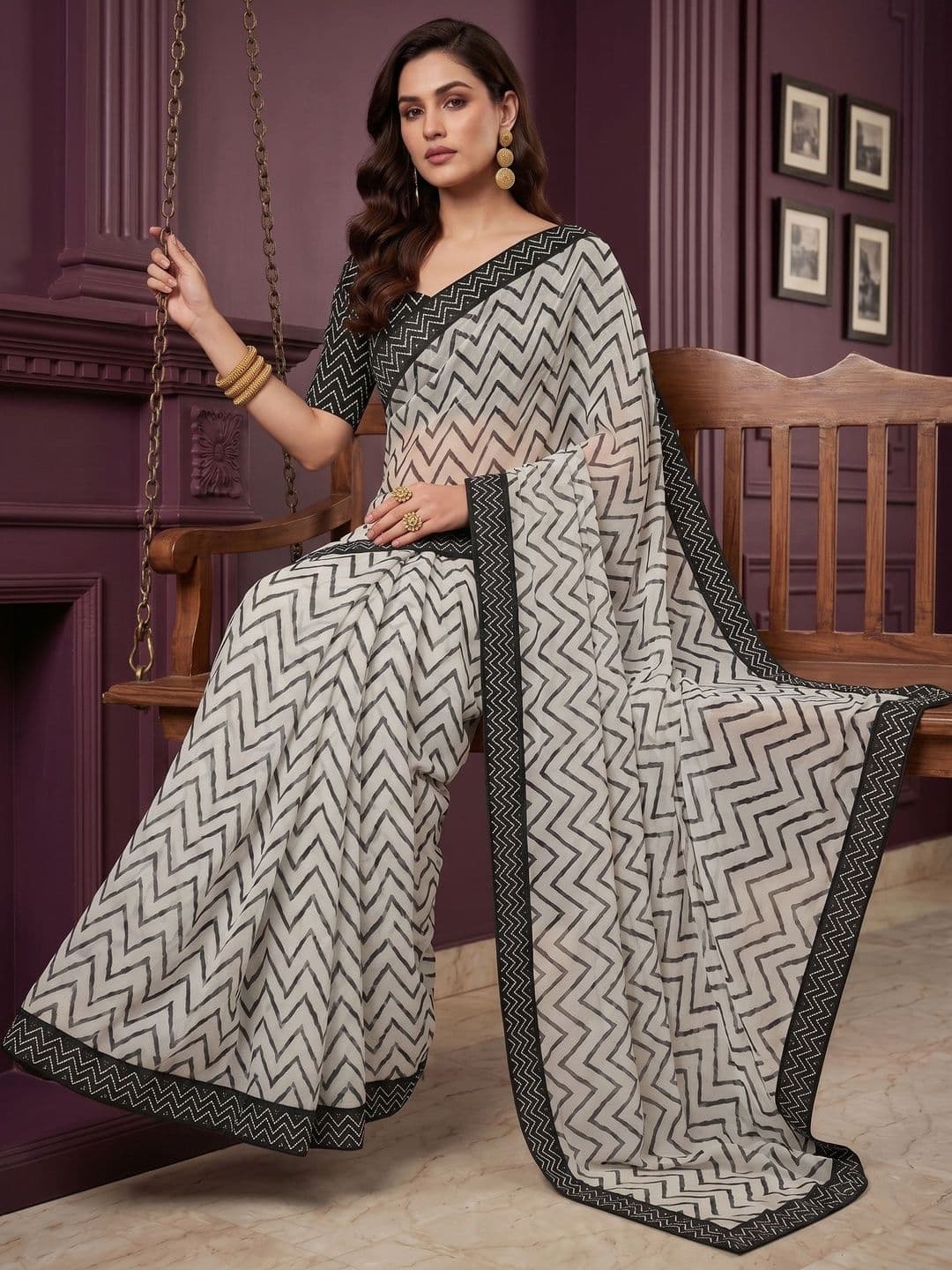 Dhaaga Ghar Pure Chiffon Saree thumbnail 3