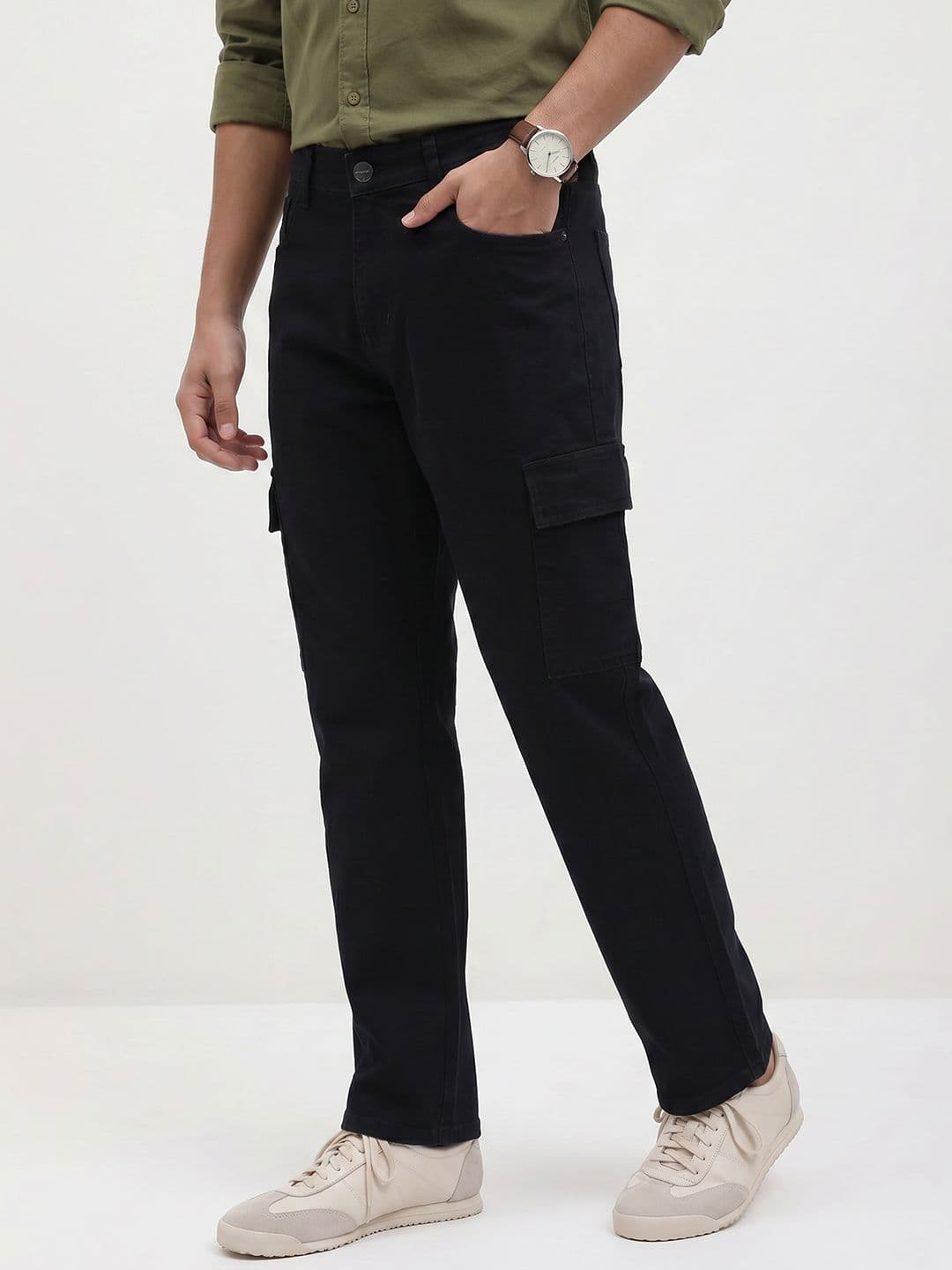 The Roadster Life Co. Men Relaxed Fit Cargo Style Stretchable Jeans thumbnail 3