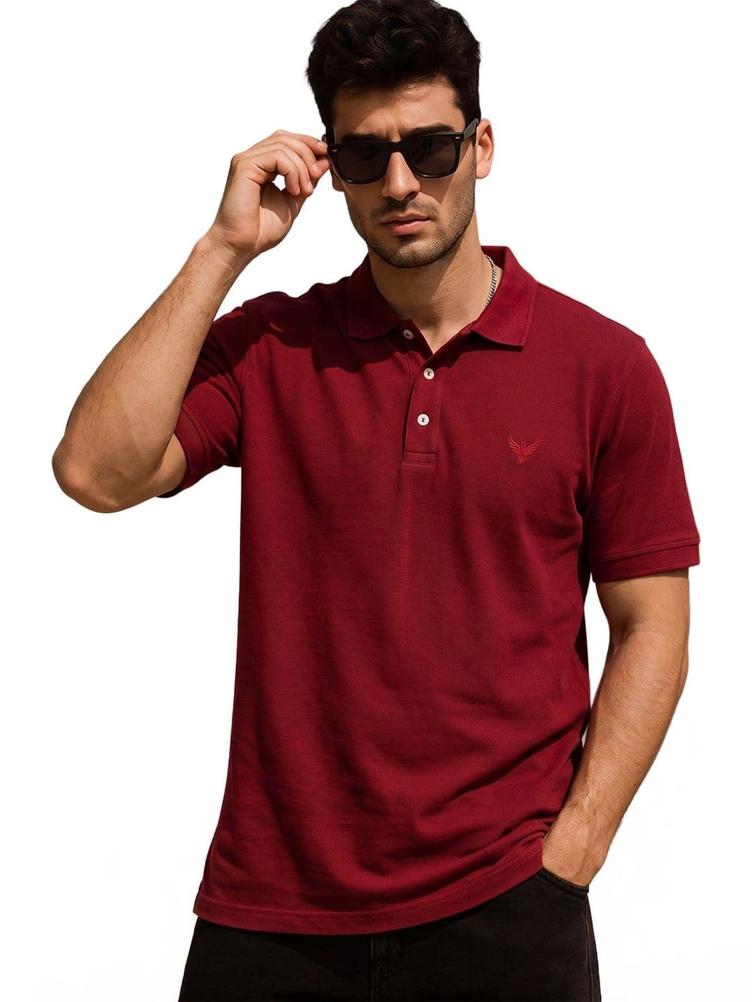 Utopium Men Brand Logo Polo Collar T-shirt thumbnail 2