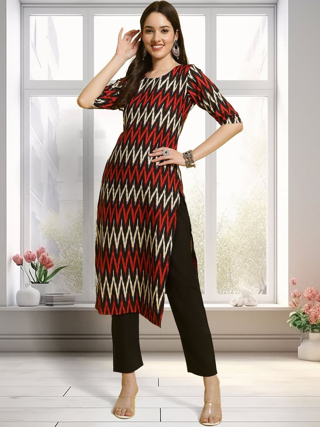 Sangria Printed Round Neck Kurta Sets - view 1