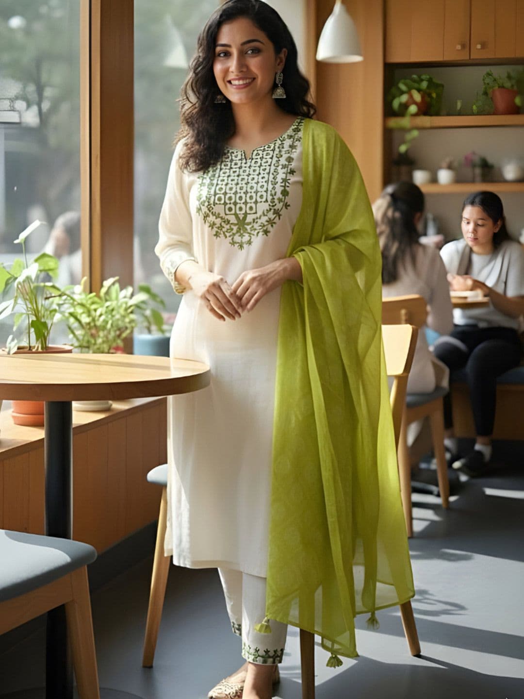 NNC-NEXT NOVA CLOTHES Ethnic Motifs Embroidered Thread Work Kurta Set With Dupatta - view 1