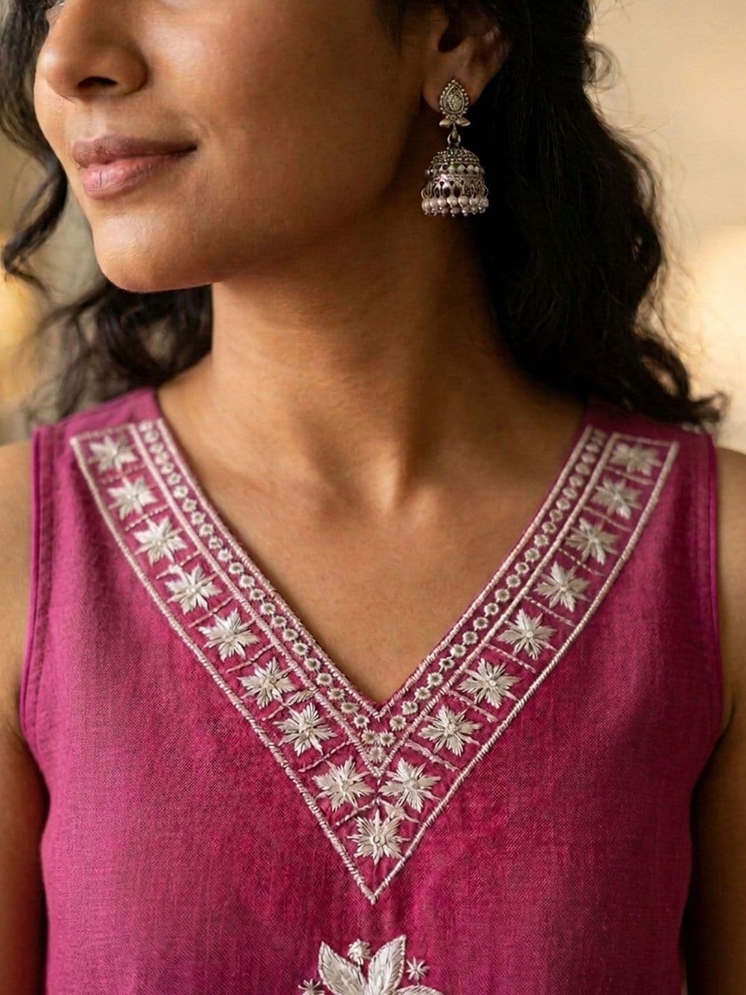 FULPARI Ethnic Motifs Embroidered Regular Thread Work Kurta With Palazzos thumbnail 3
