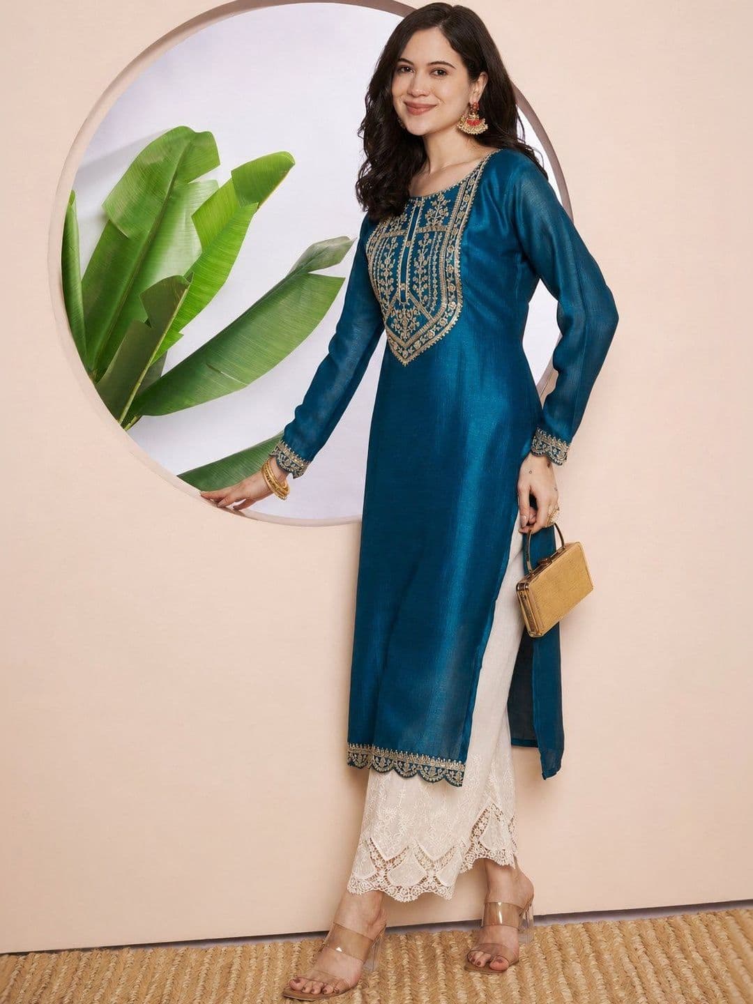 rarethread Women Ethnic Motifs Embroidered Thread Work Kurta - view 1