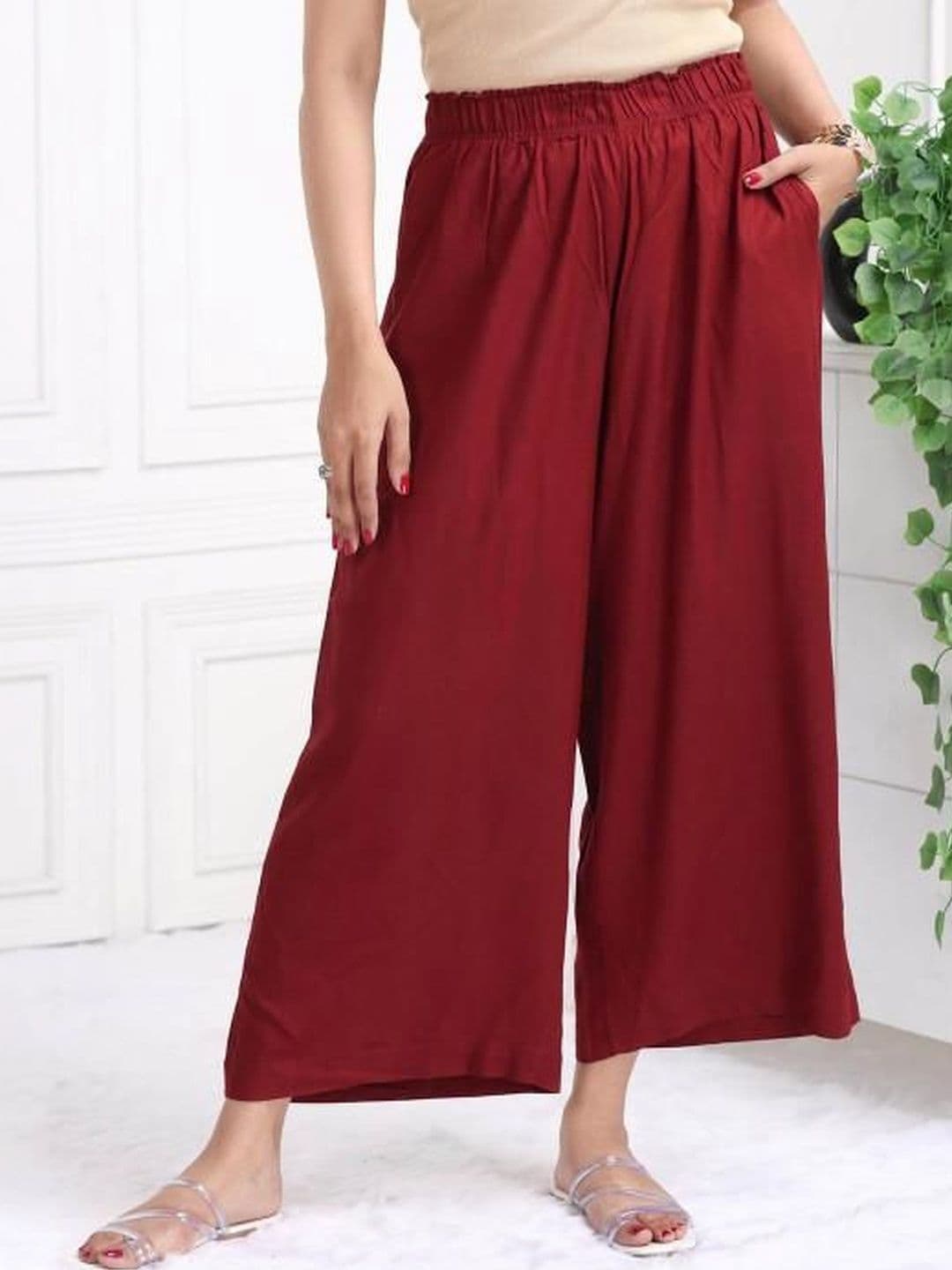 Fabinn Women Knitted Chiffon Blend Ethnic Palazzos - view 1
