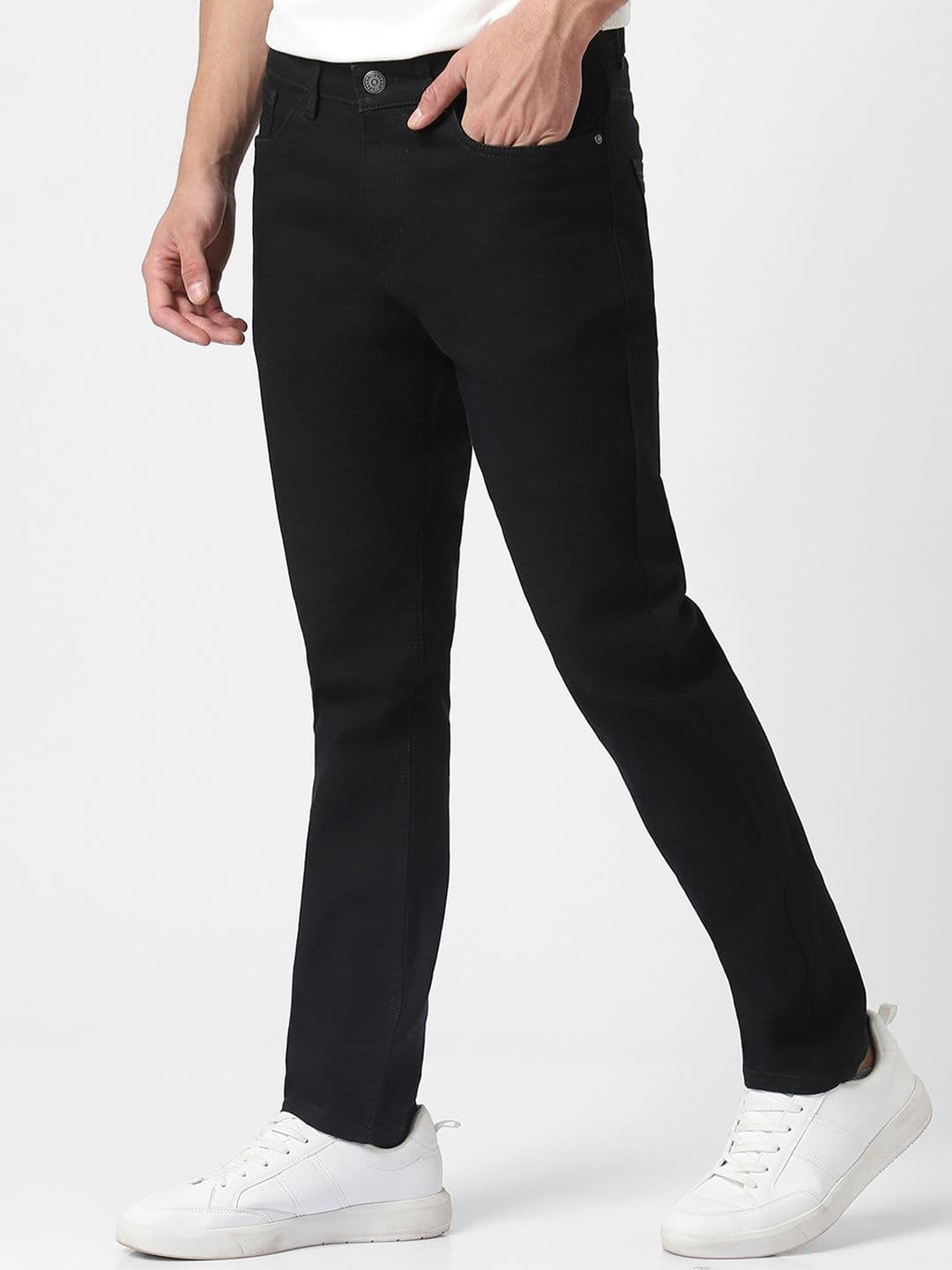 Urbano Fashion Men Black Slim Fit Mid-Rise Clean Look Stretchable Jeans thumbnail 2