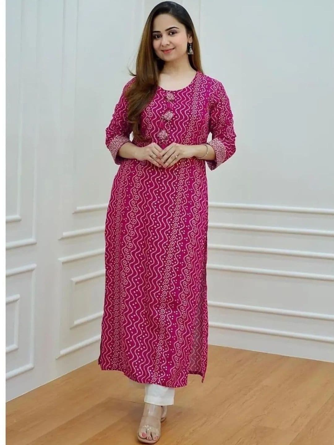 ANGIYA Bandhani Printed Kurti - view 1