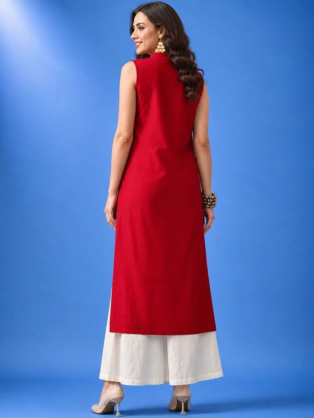 HERE&NOW Women Panelled Kurta with Palazzos thumbnail 5