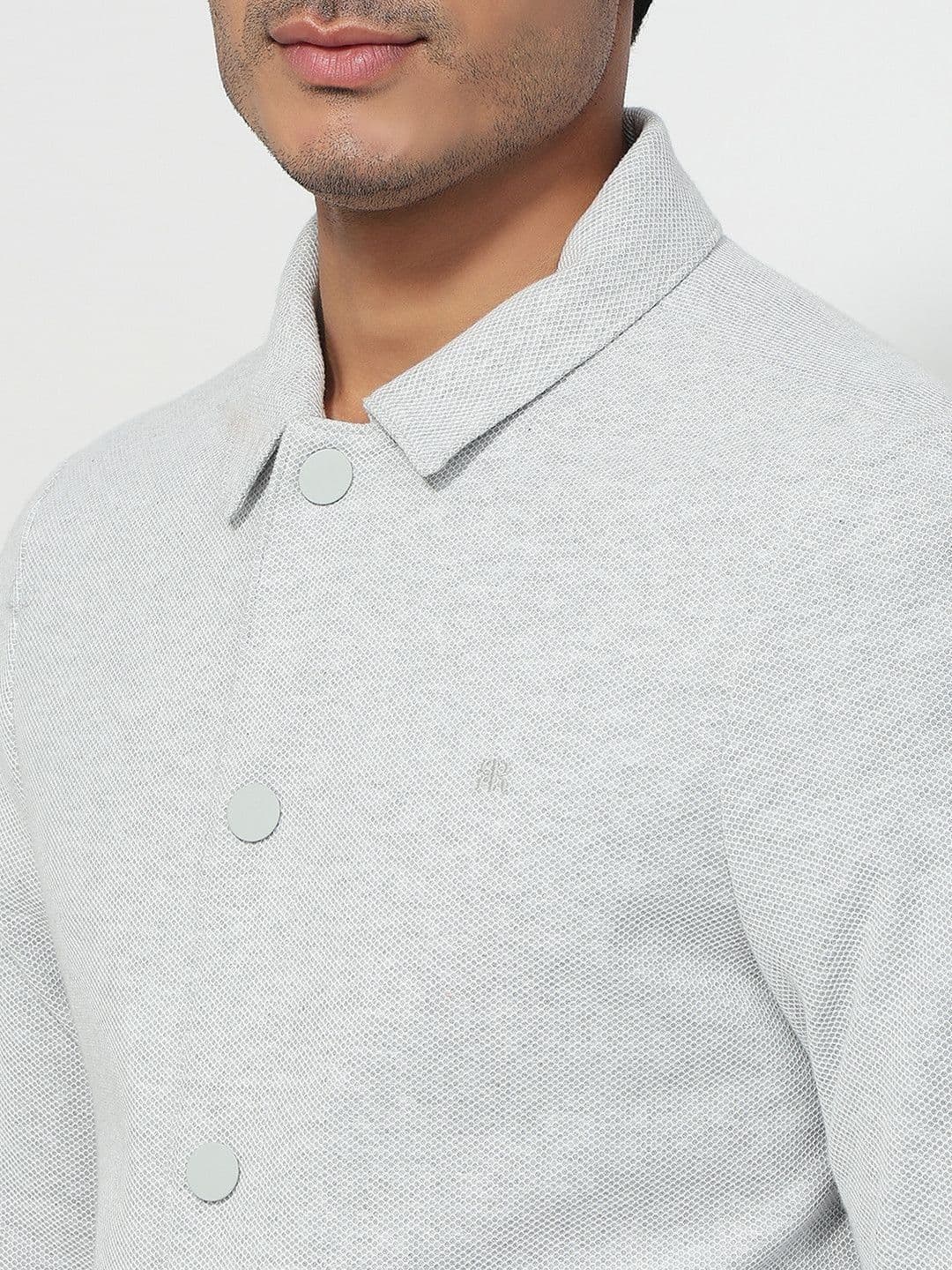 Raymond Self Design Cotton Spread Collar Open Front Jacket thumbnail 6
