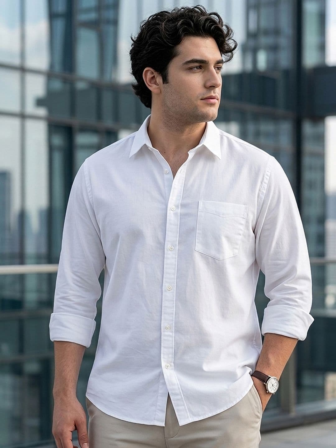 Urbano Fashion Men Cotton Full Sleeve Regular Fit Casual Solid Shirt - view 1