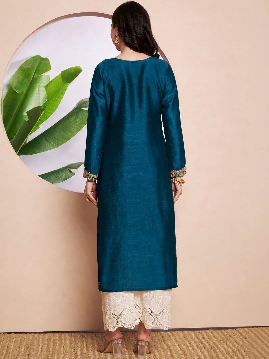 rarethread Women Ethnic Motifs Embroidered Thread Work Kurta thumbnail 6