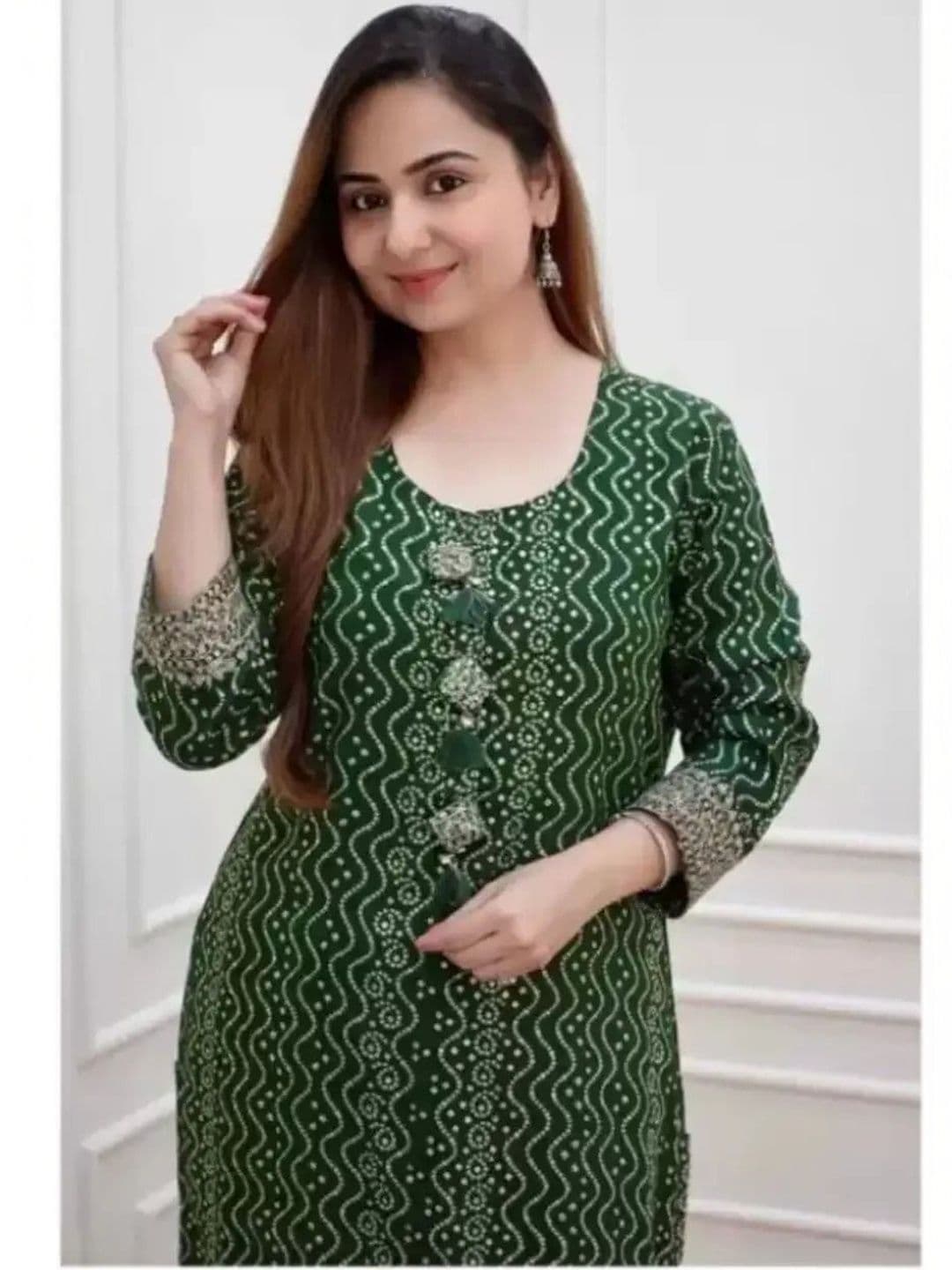 ANGIYA Bandhani Printed Kurti thumbnail 3