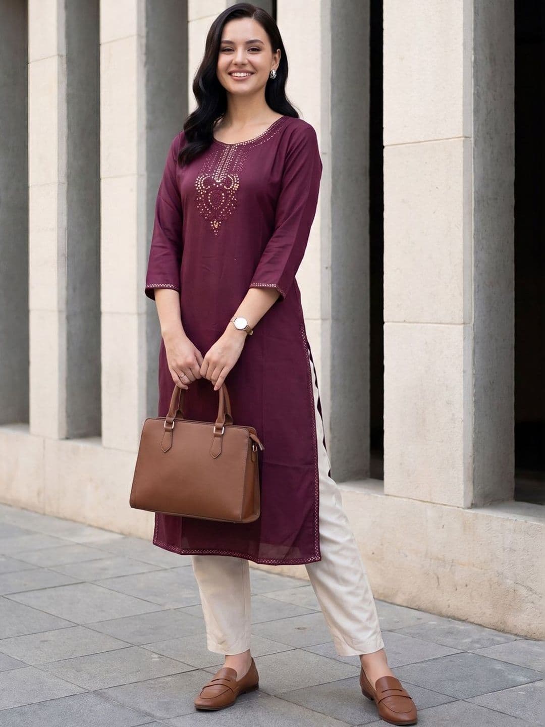 Indo Era Women Ethnic Motifs Embroidered Thread Work Kurta thumbnail 2