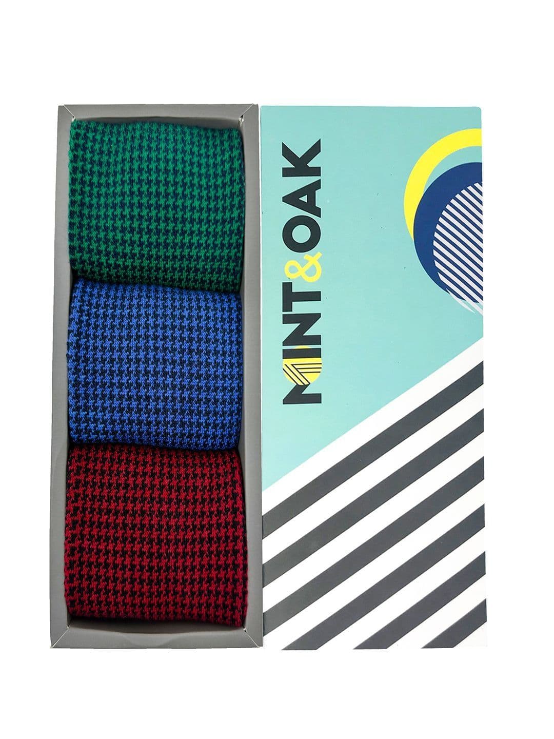 Mint & Oak Men Pack of 3 Cotton Blend Assorted Patterned Calf Length Socks thumbnail 5